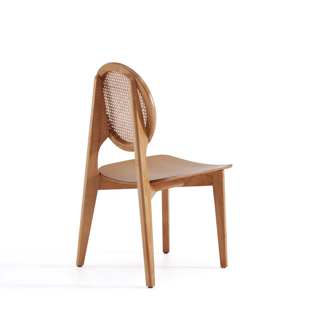 Manhattan Comfort Versailles Round Dining Chair in Black and Natural Cane - Set of 4 - Image 15