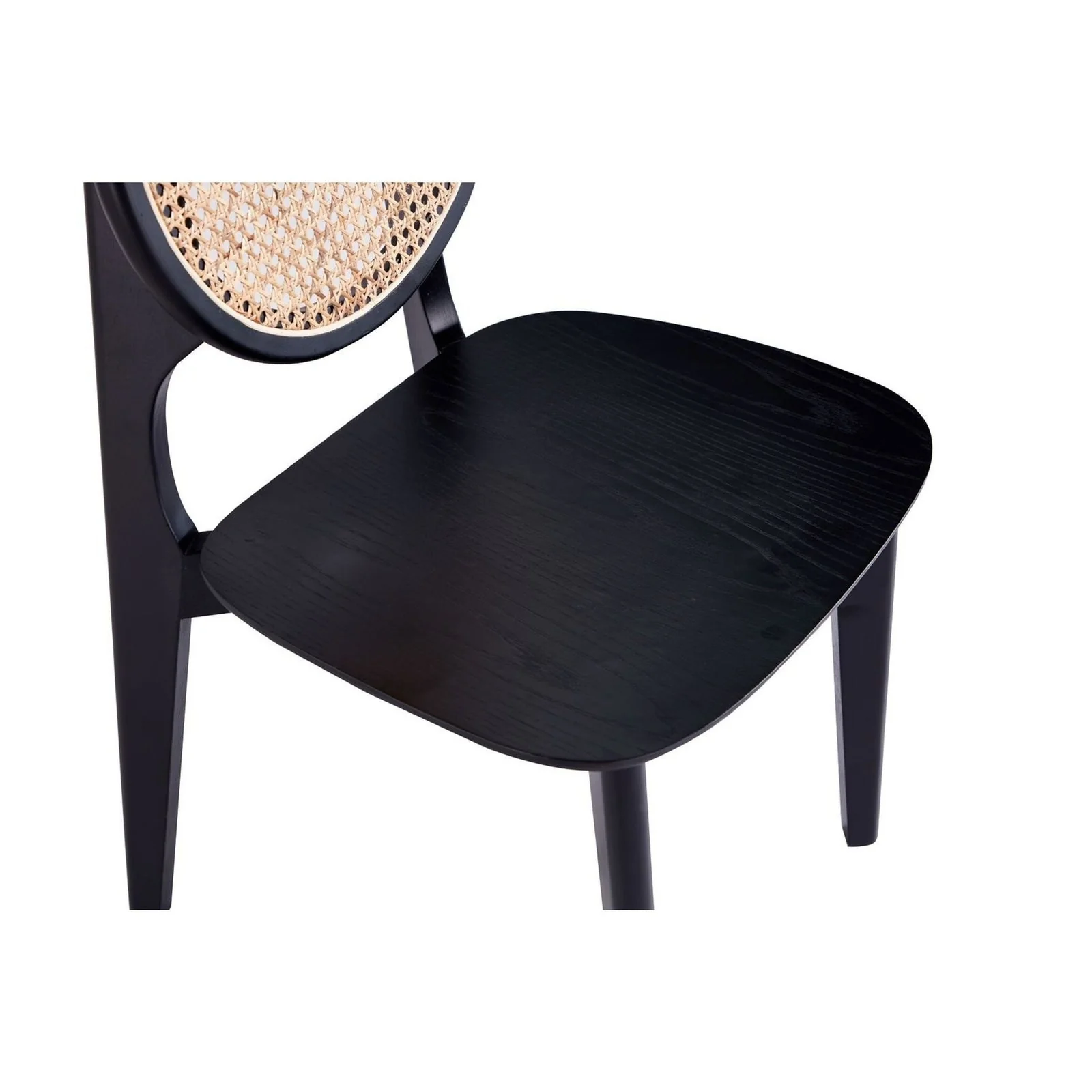 Manhattan Comfort Versailles Round Dining Chair in Black and Natural Cane - Set of 4 - Image 8