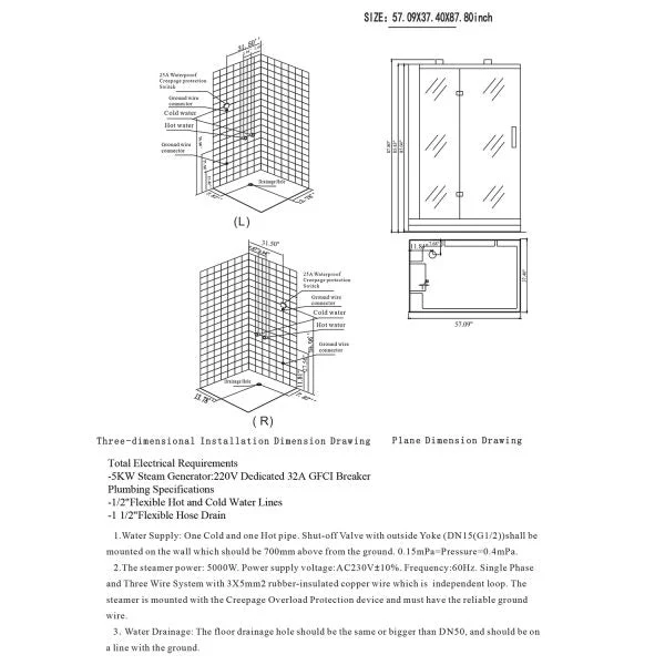Maya Bath White Platinum Anzio Steam Shower - Right (208) - Image 19
