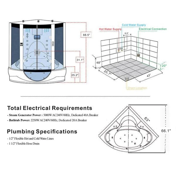 Maya Bath White Platinum Superior Steam Shower (101) - Image 20
