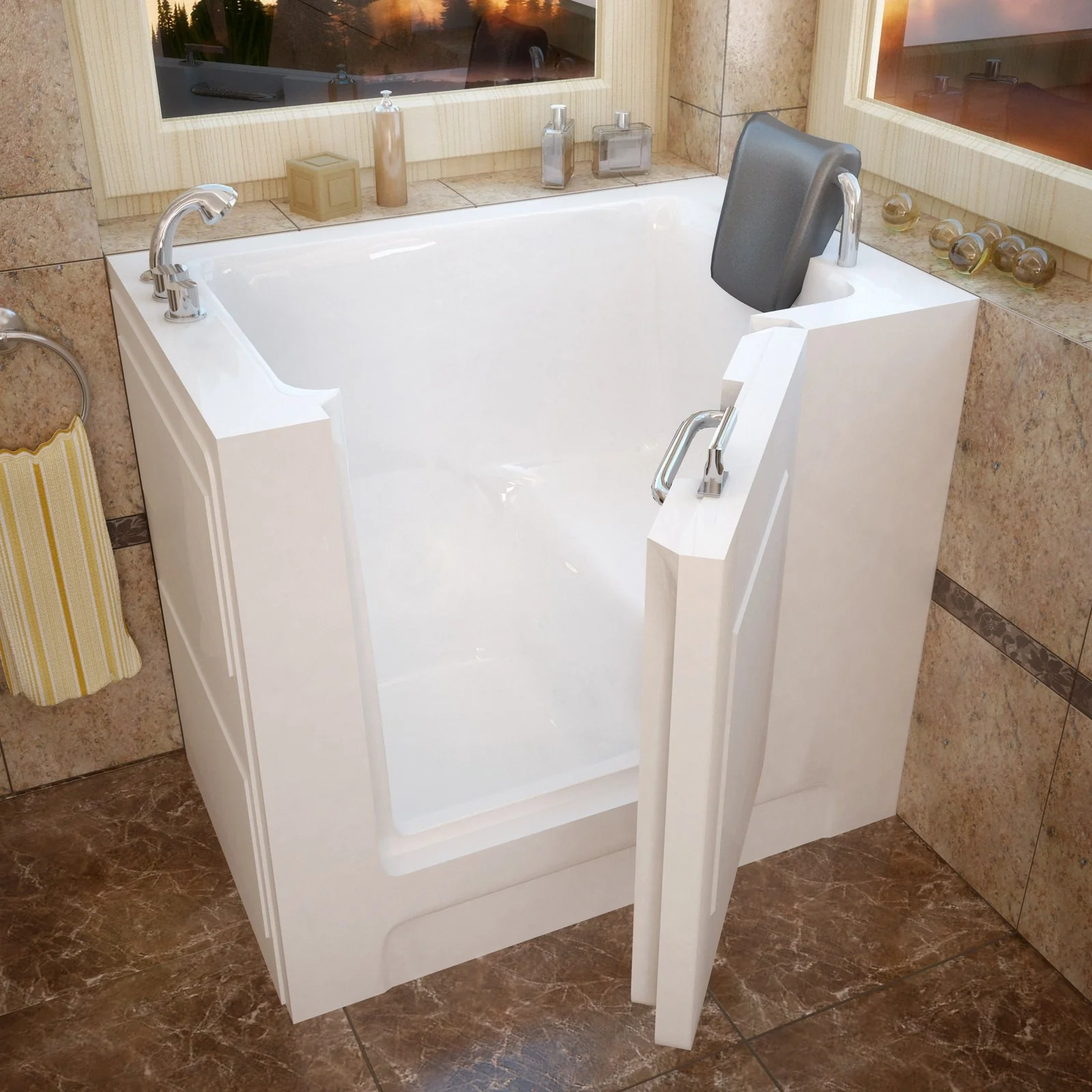 MediTub  Walk-In 27 x 39 Left Drain White Soaking Walk-In Bathtub 2739LWS