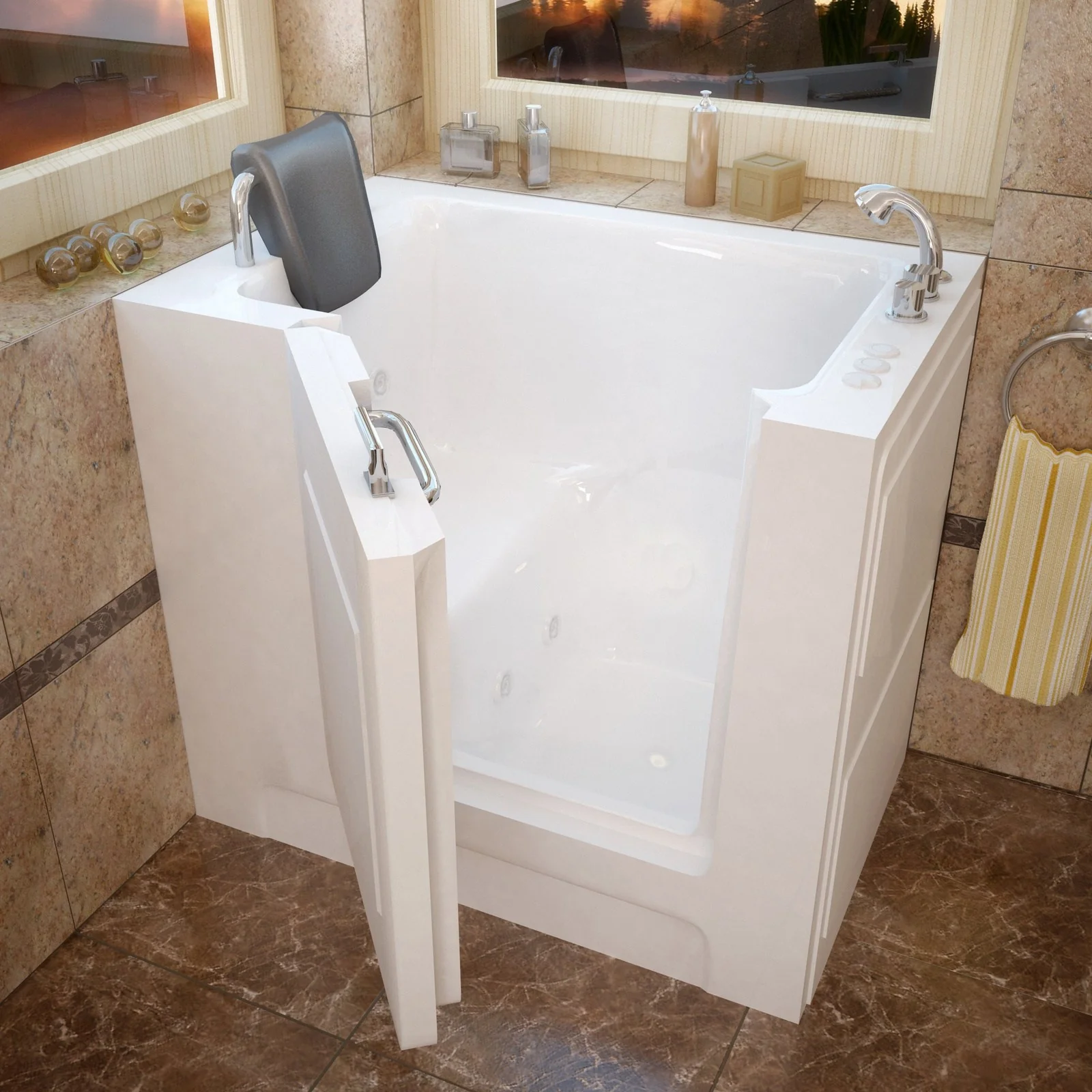 MediTub  Walk-In 27 x 39 Right Drain White Whirlpool Jetted Walk-In Bathtub 2739RWH