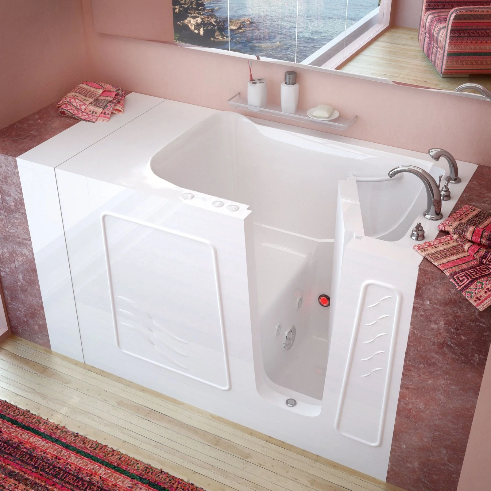 MediTub  Walk-In 30 x 53 Right Drain White Whirlpool Jetted Walk-In Bathtub 3053RWH
