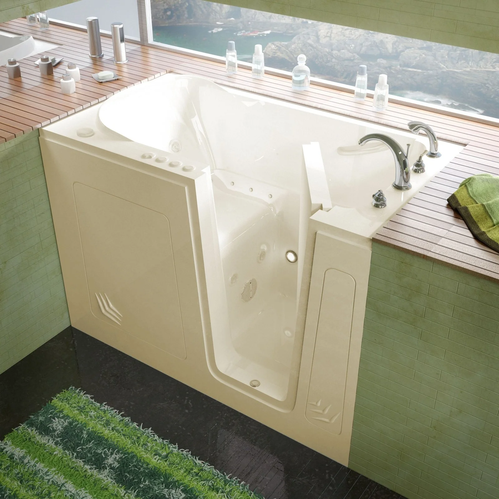 MediTub  Walk-In 30 x 54 Right Drain Biscuit Whirlpool & Air Jetted Walk-In Bathtub 3054RBD