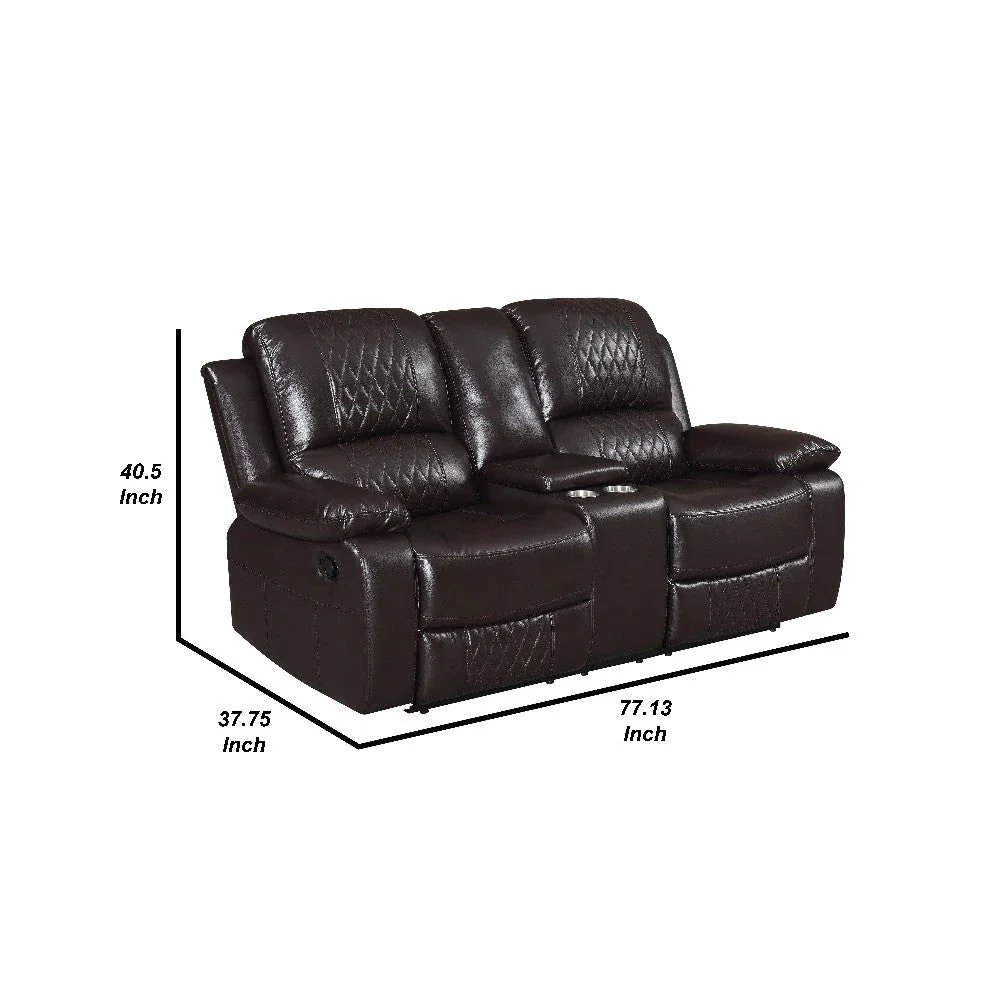 Benzara Meg 40 Inch Real Leather Recliner Armchair Loveseat, Brown BM272075 - Image 5