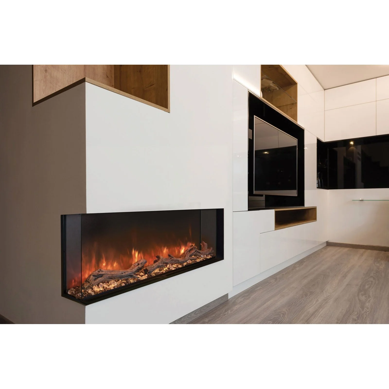 Modern Flames LPM-8016-WMC Landscape Pro Multi 80-Inch Three-Sided Electric Fireplace with Wall Mount Mantel - Image 4