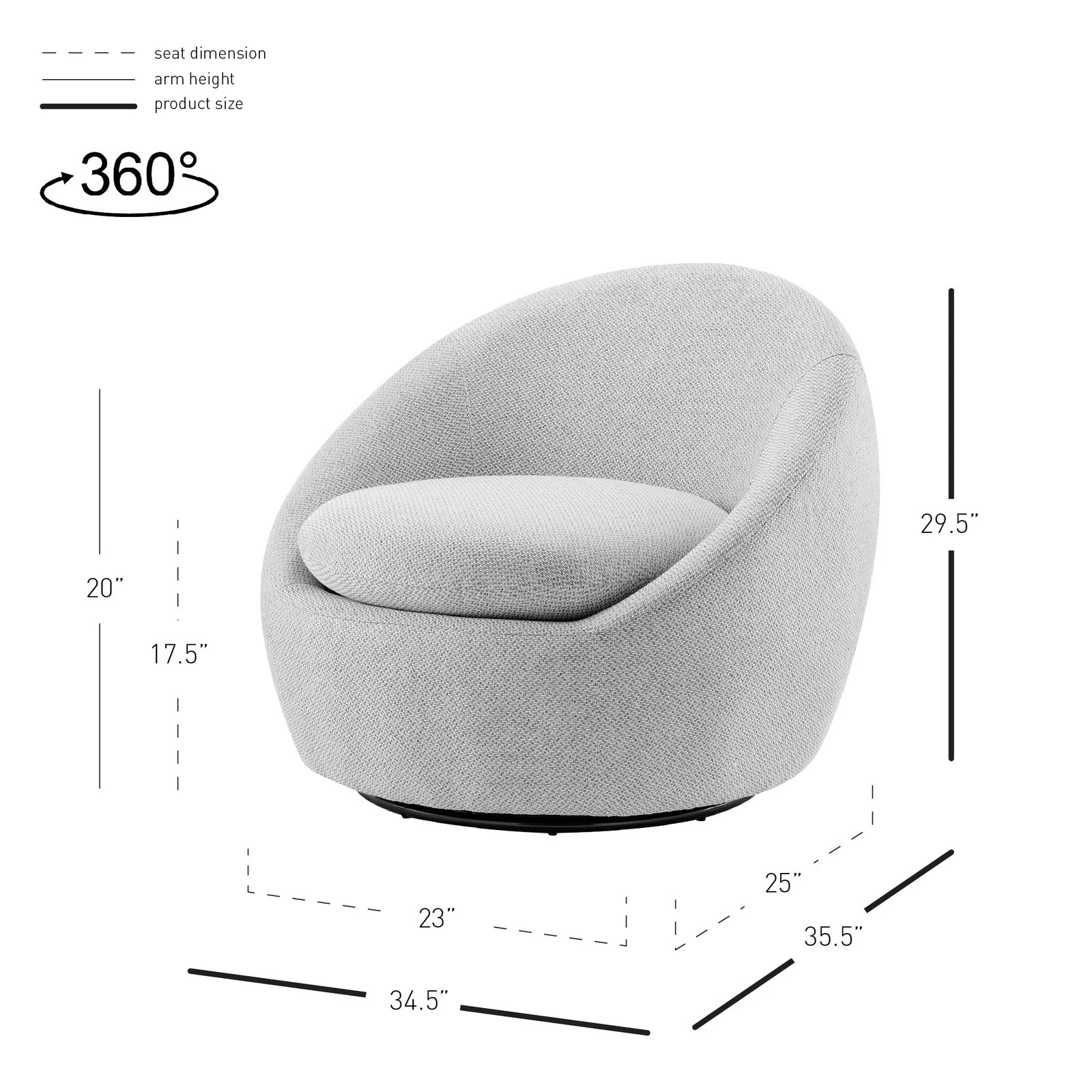 New Pacific Direct Adelmo Fabric Swivel Accent Chair 1900189-410 - Image 6