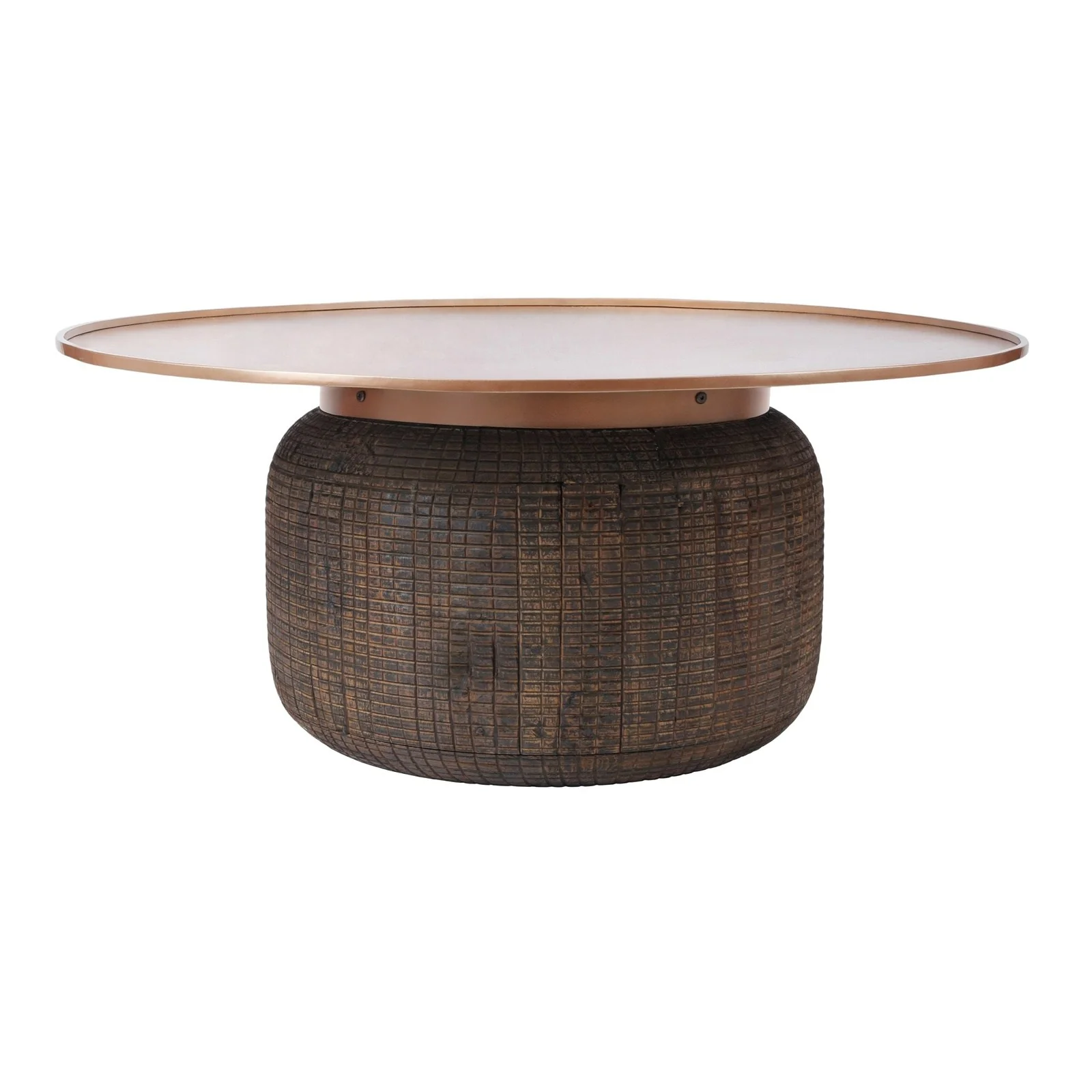New Pacific Direct Atalia Recycled Teak Root Coffee Table w/ Steel Tray Top 9600034 - Image 2