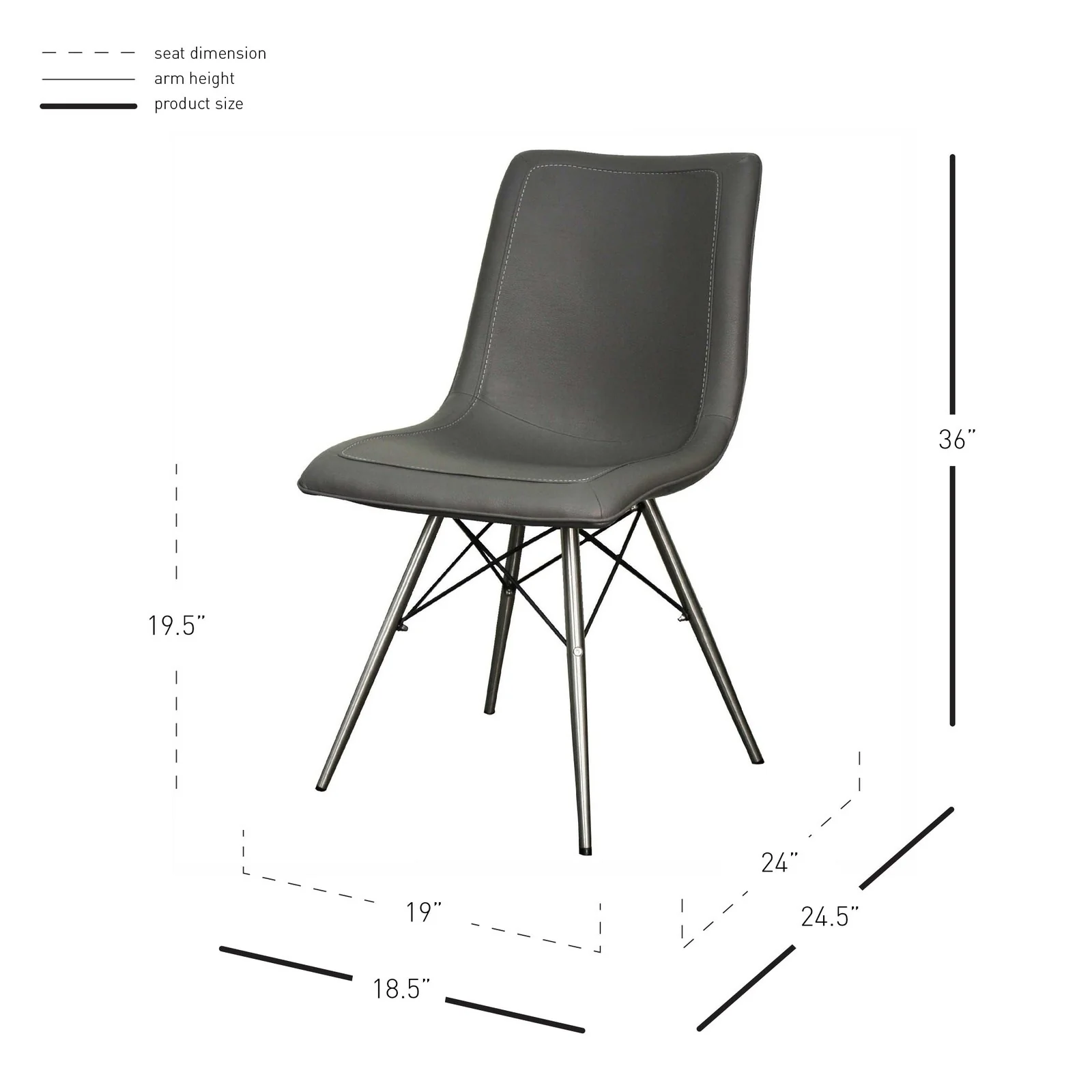 New Pacific Direct Blaine PU Chair Stainless Steel Legs, (Set of 2) 568236P-SG-SS - Image 7