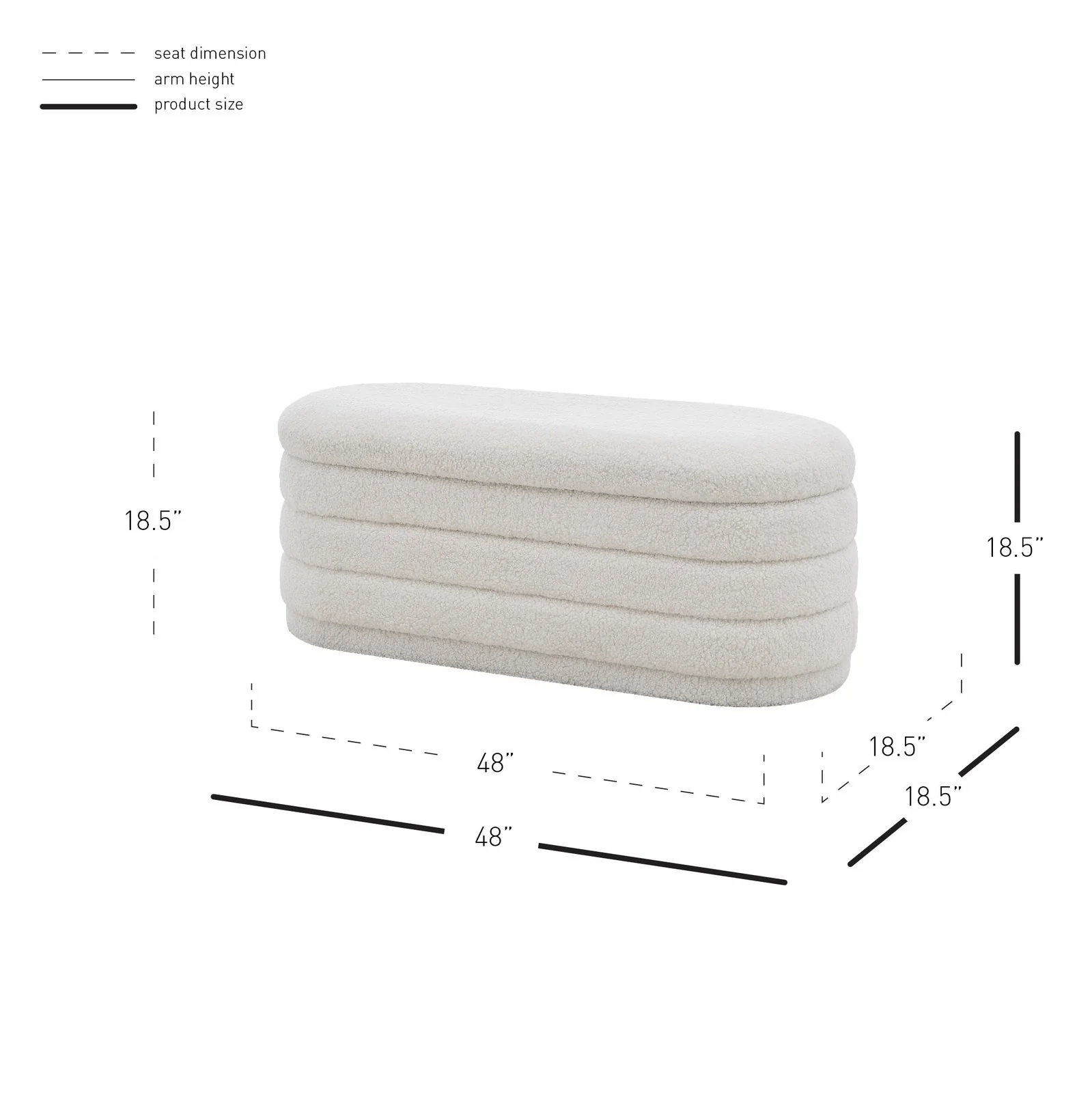New Pacific Direct Celine Faux Shearling Fabric Storage Bench 1600078-560 - Image 6