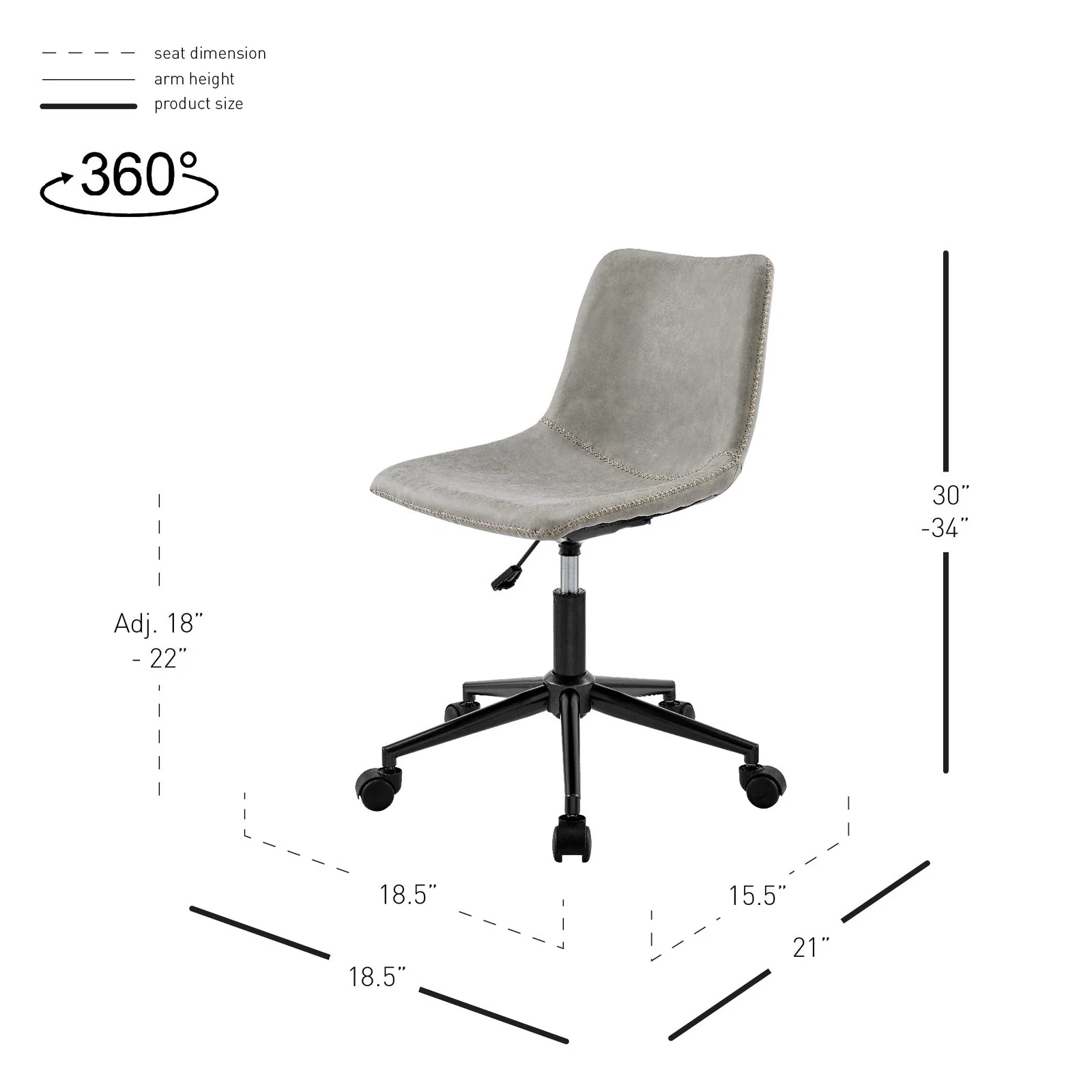 New Pacific Direct Clarke PU Swivel Office Chair 9300127-239 - Image 6