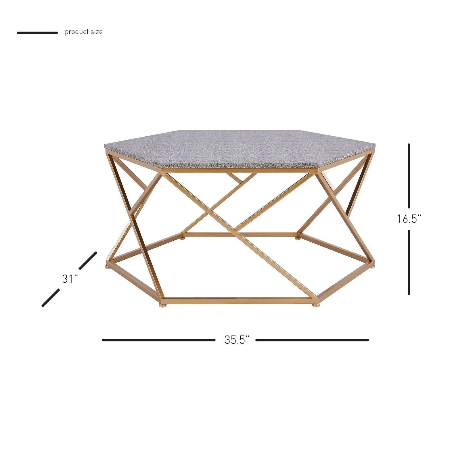 New Pacific Direct Cressa Hexagon Faux Shagreen Coffee Table 1600044 - Image 3