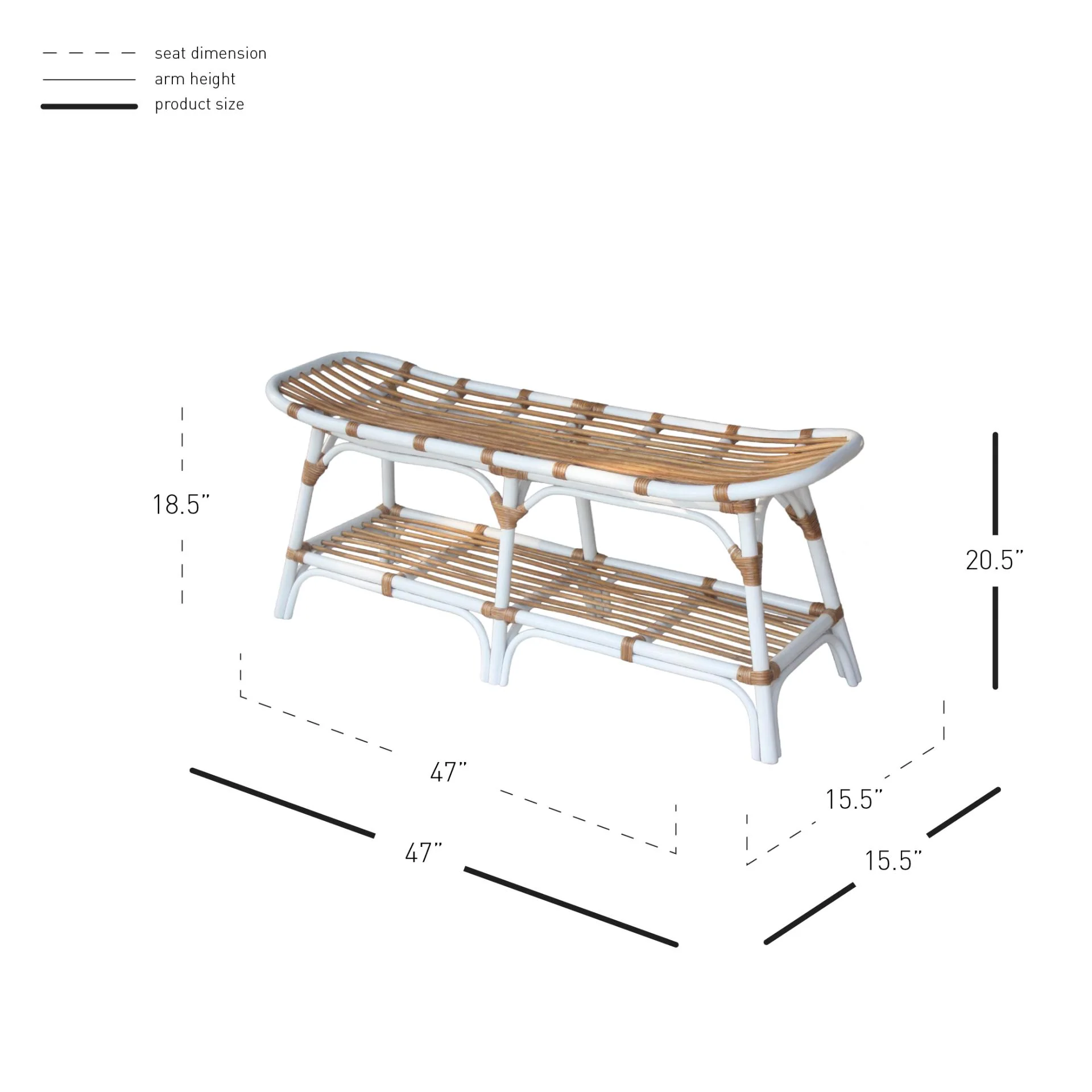 New Pacific Direct Damara Rattan Bench w/ Shelf 2400037-W - Image 5
