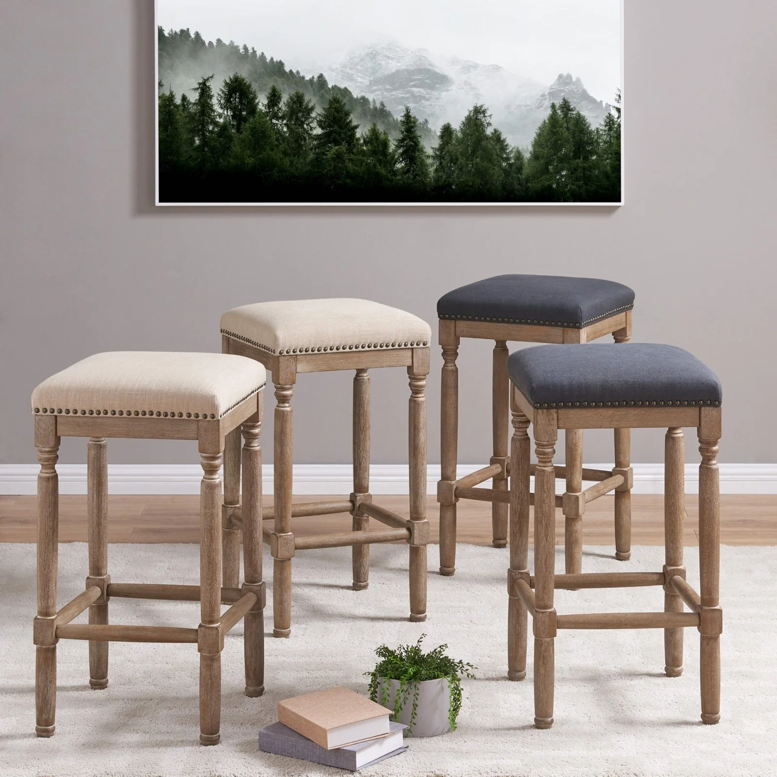 New Pacific Direct Ernie Fabric Counter Stool, (Set of 2) 3900052-393