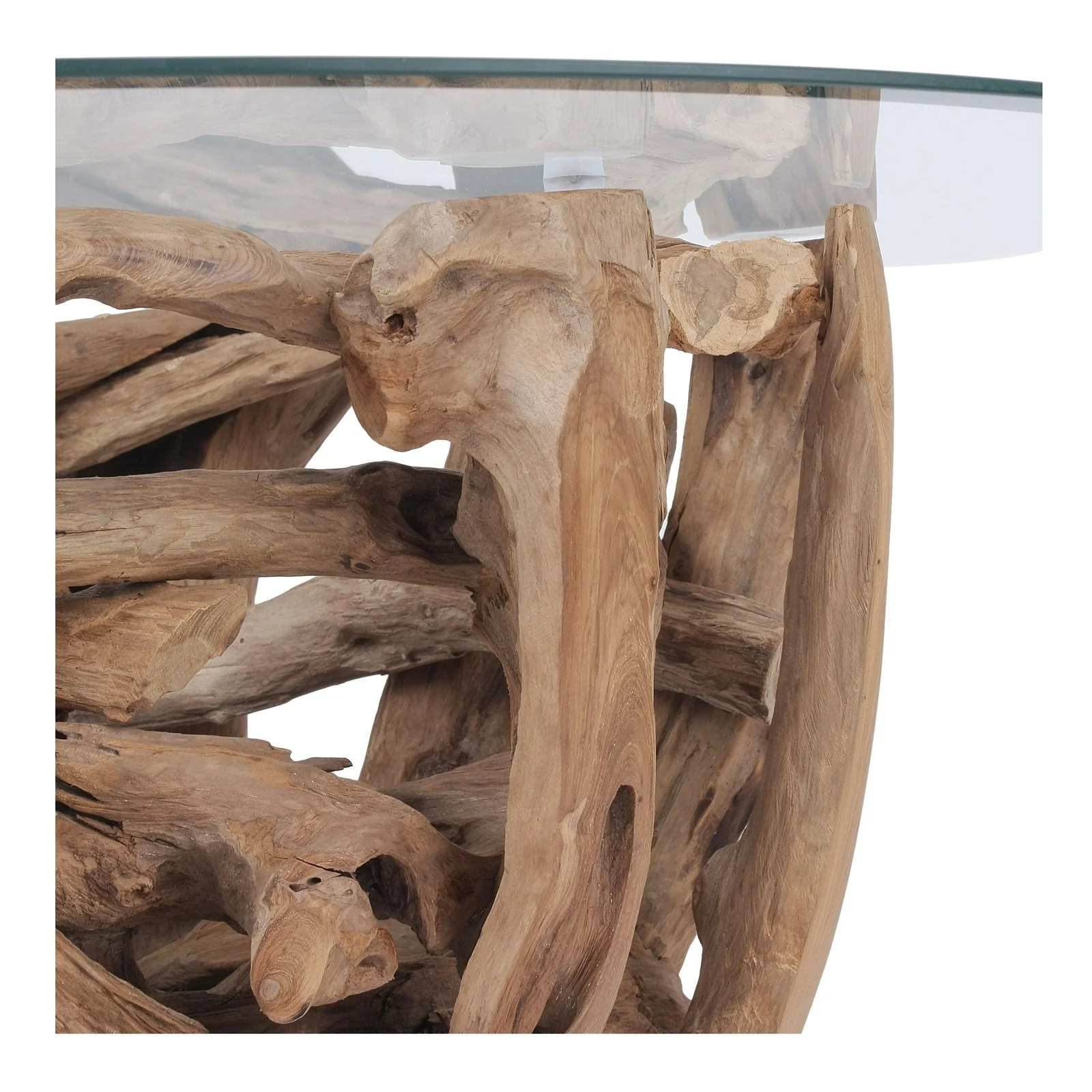 New Pacific Direct Jethro Recycled Teak Root Coffee Table w/ Glass Top 9600035 - Image 2