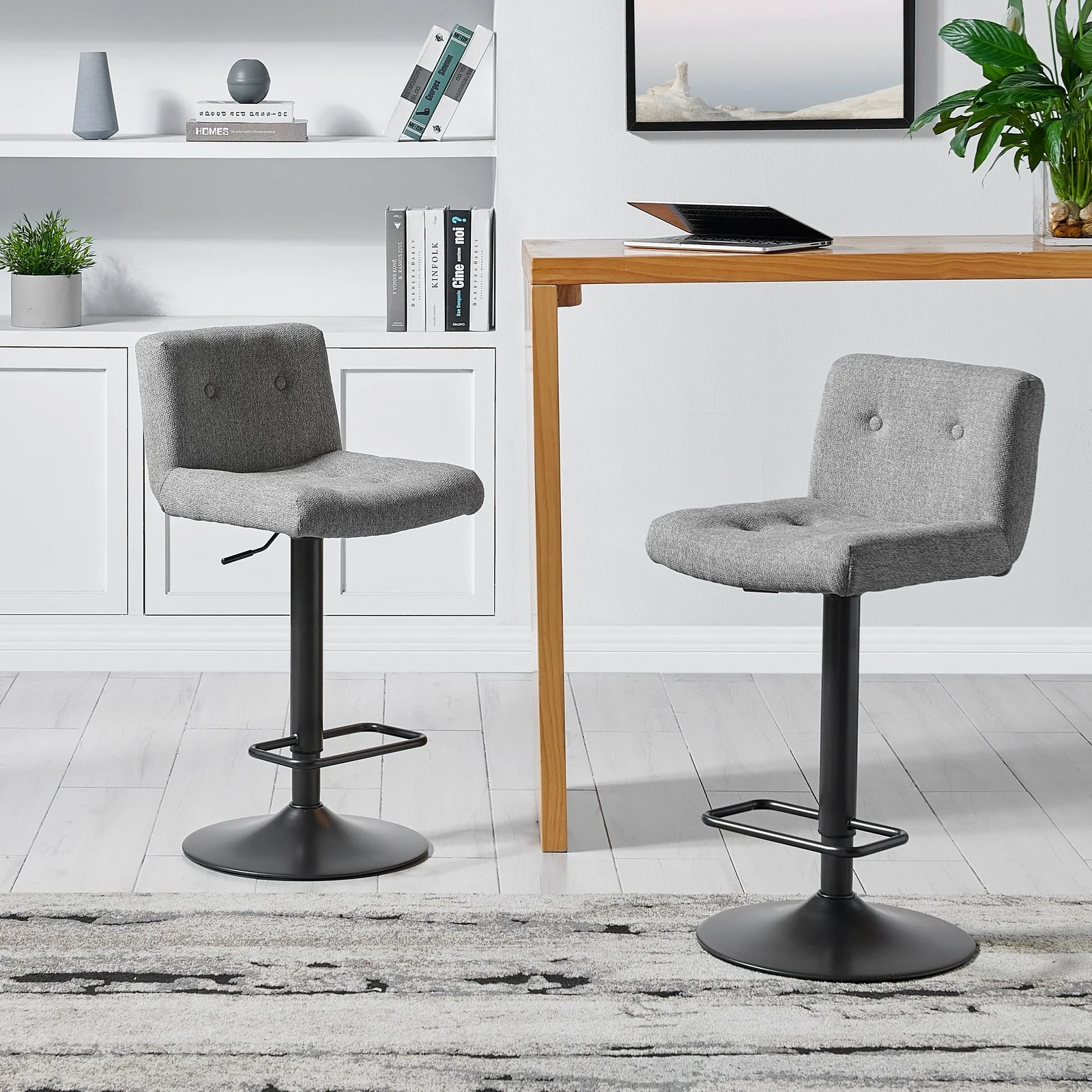 New Pacific Direct Jude KD Fabric Gaslift Swivel Bar Stool, (Set of 2) 9300117-529
