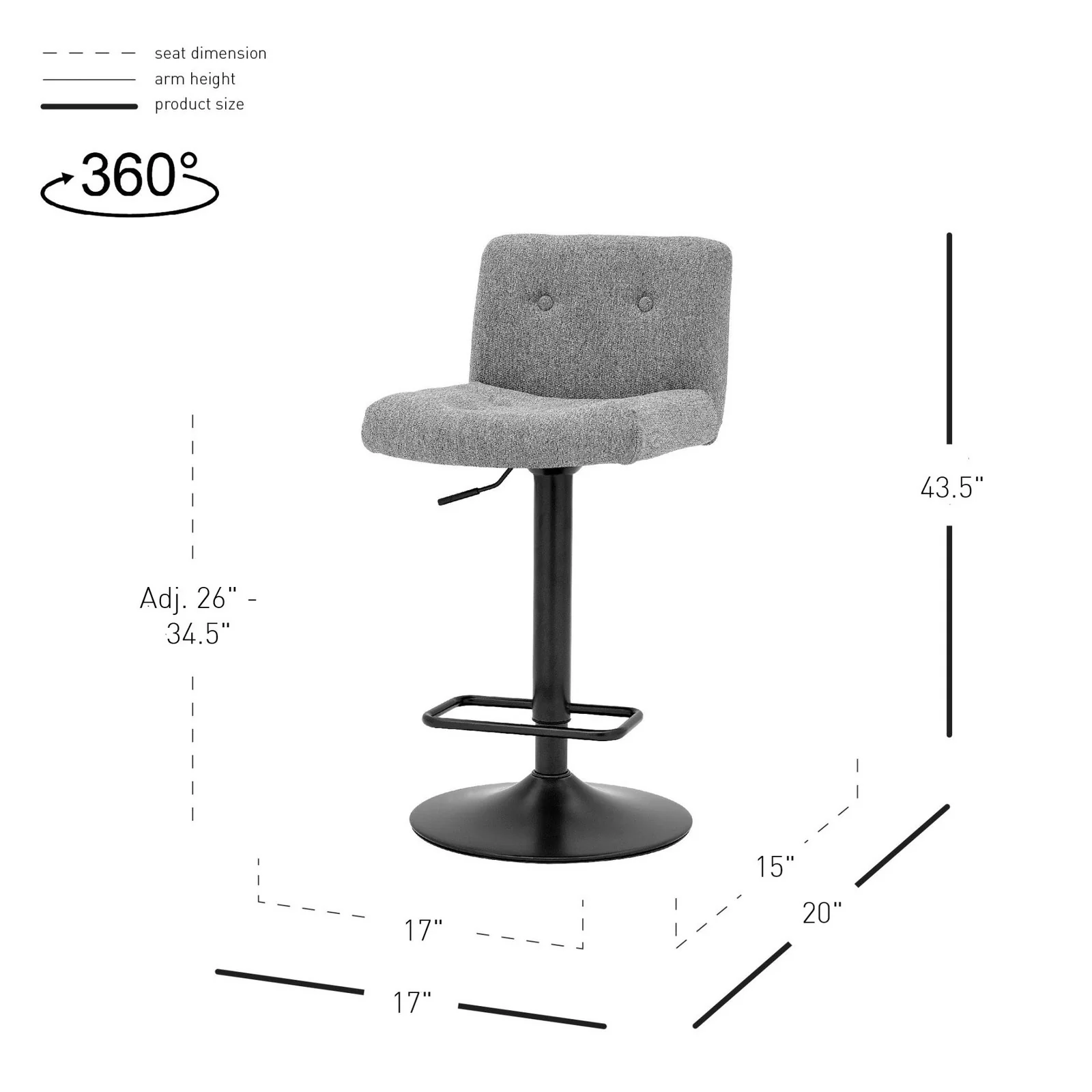 New Pacific Direct Jude KD Fabric Gaslift Swivel Bar Stool, (Set of 2) 9300117-529 - Image 10