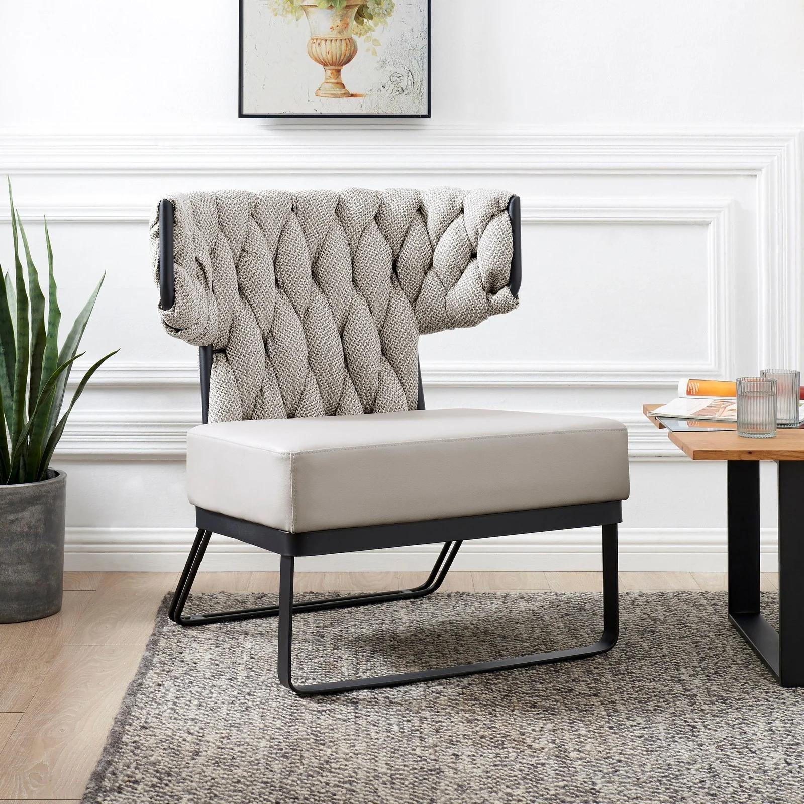 New Pacific Direct Leander Fabric/PU Accent Chair 1240011-5006 - Image 2