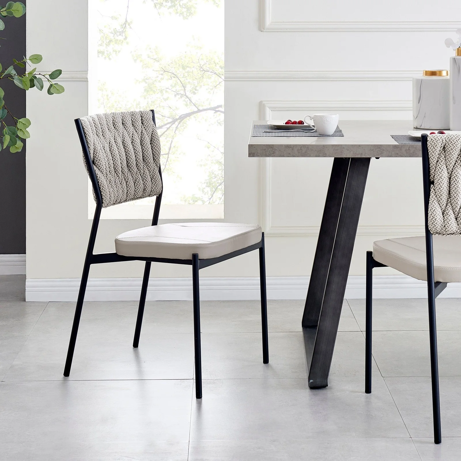 New Pacific Direct Leander Fabric/ PU Dining Chair, (Set of 4) 1240012-5006 - Image 2