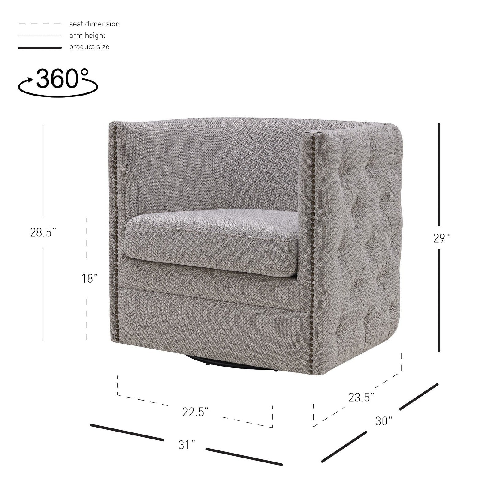 New Pacific Direct Leslie Fabric Swivel Tufted Chair 1900148-410 - Image 8