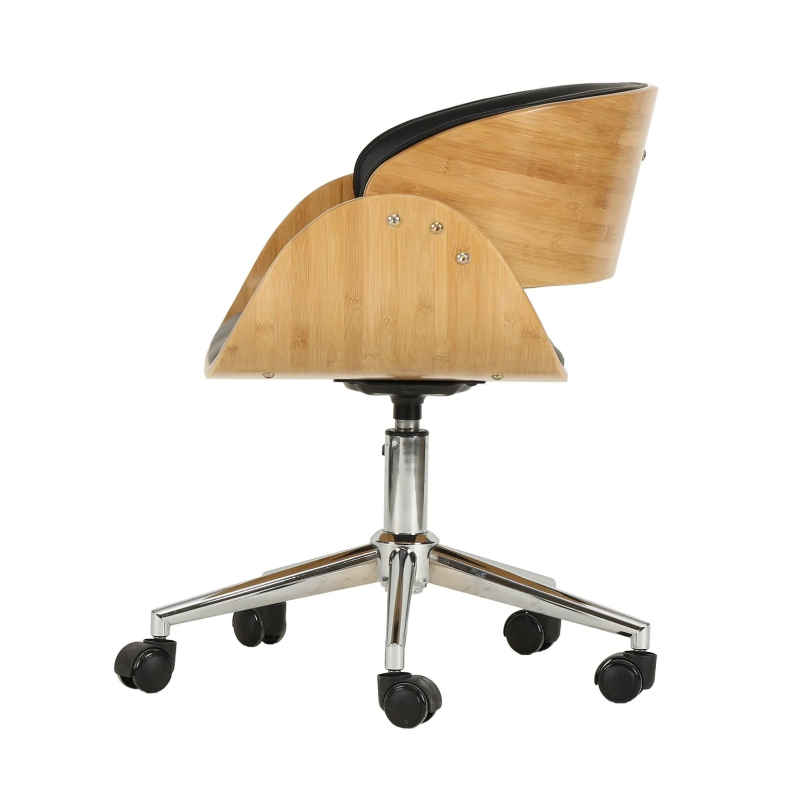 New Pacific Direct Lexie PU Leather Bamboo Swivel Office Chair 1160009-292N - Image 3