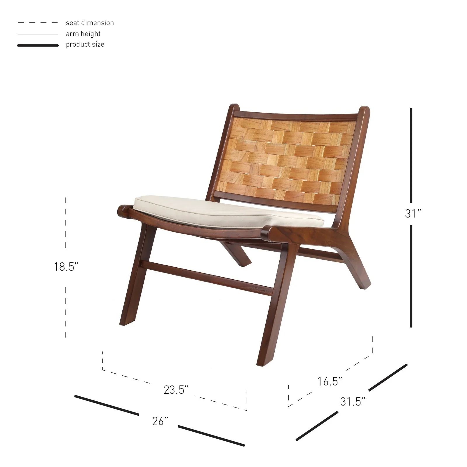 New Pacific Direct Loria Teak Accent Chair w/ PU Cushion 4800004 - Image 10
