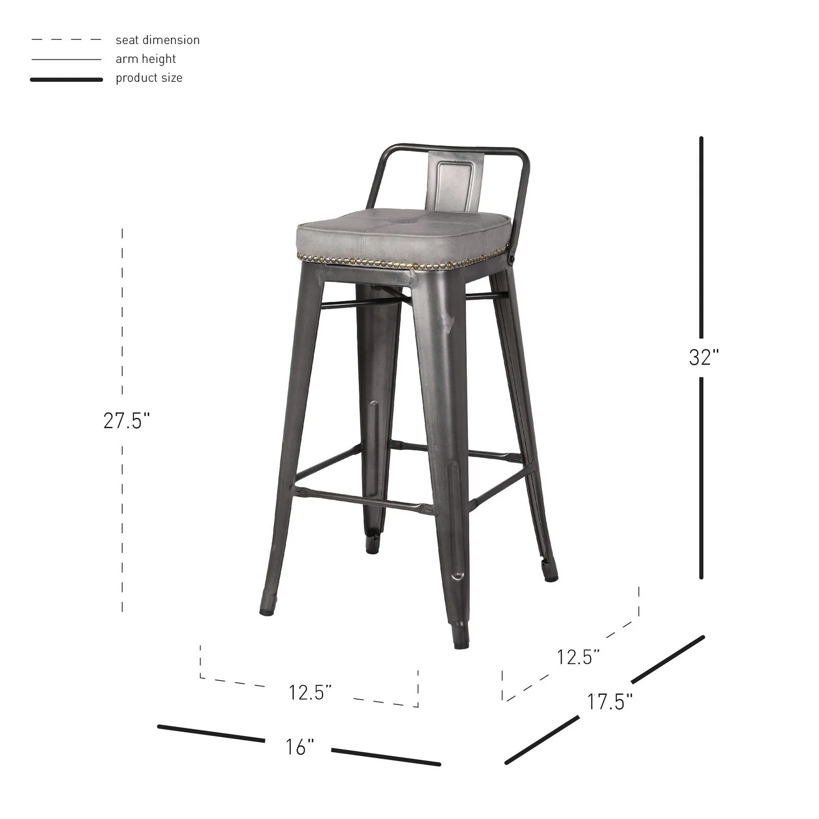 New Pacific Direct Metropolis PU Leather Low Back Counter Stool, (Set of 4) 9300032-239 - Image 8