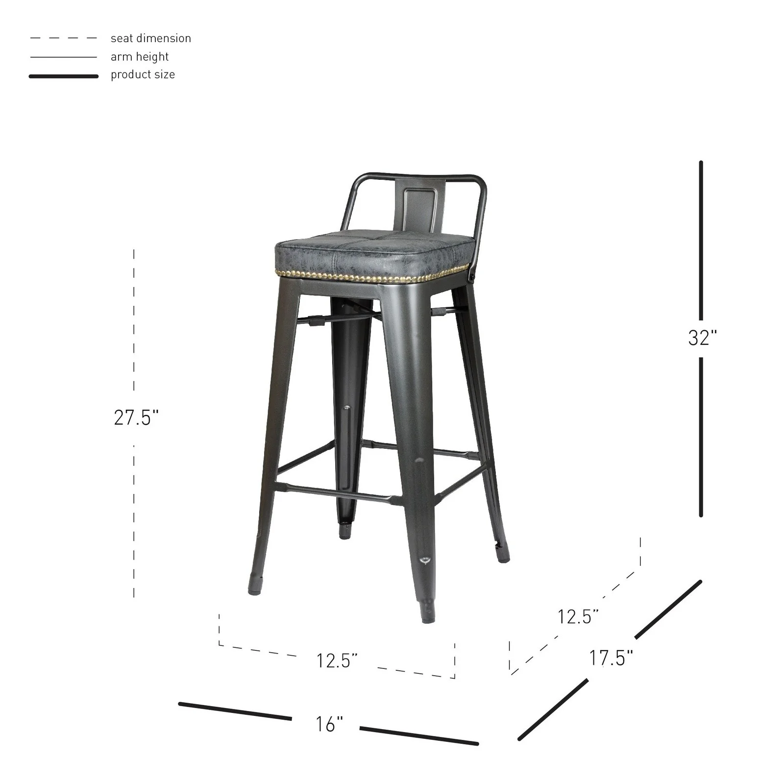 New Pacific Direct Metropolis PU Leather Low Back Counter Stool, (Set of 4) 9300032-240 - Image 7