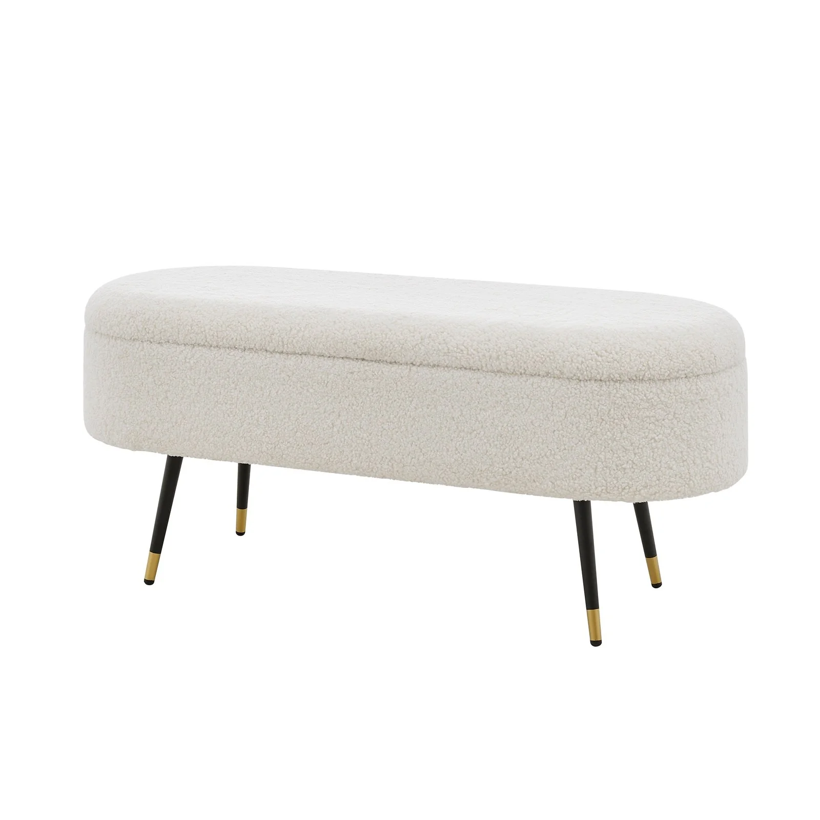 New Pacific Direct Phoebe KD Faux Shearling Fabric Storage Bench w/ Gold Tip Metal Legs 1600076-560 - Image 2