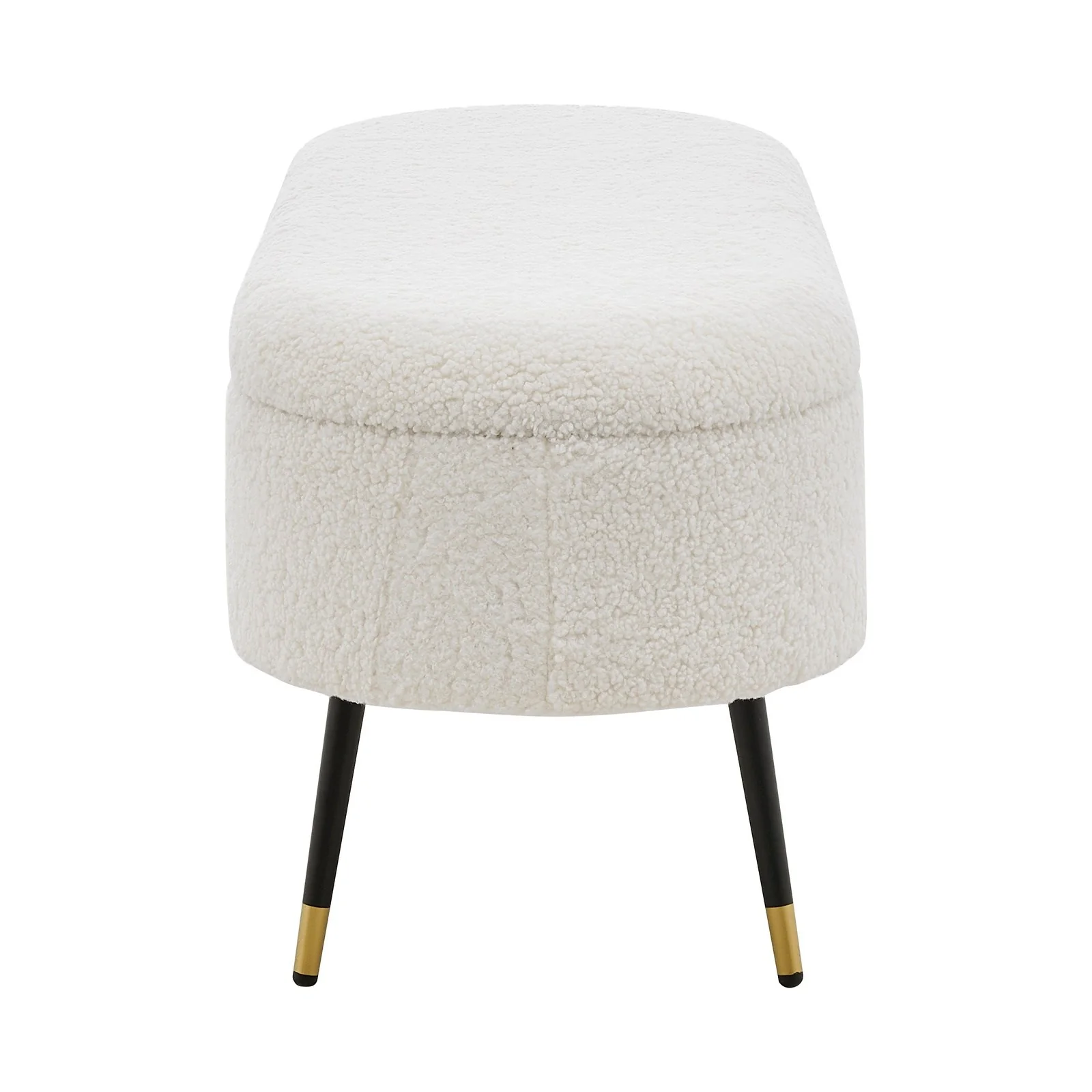 New Pacific Direct Phoebe KD Faux Shearling Fabric Storage Bench w/ Gold Tip Metal Legs 1600076-560 - Image 4