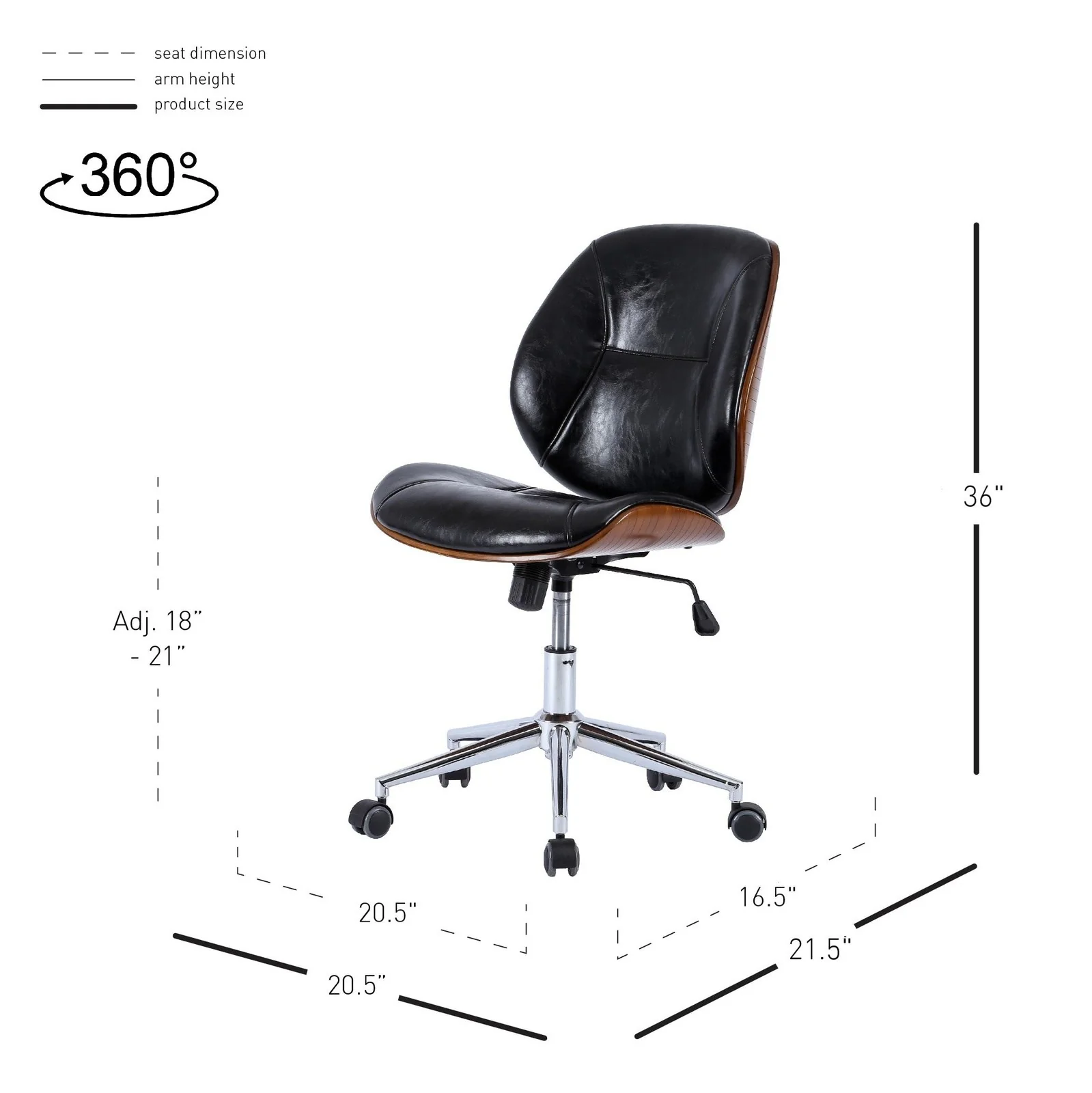 New Pacific Direct Shaun PU Leather Bamboo Office Chair 1160023-BWL - Image 7