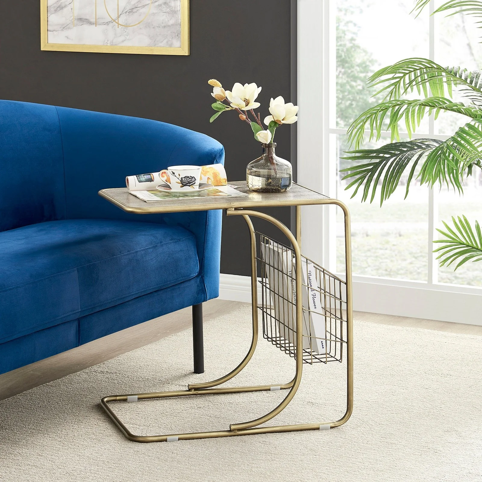 New Pacific Direct Zaire Faux Shagreen C-Side/ End Table 1600087