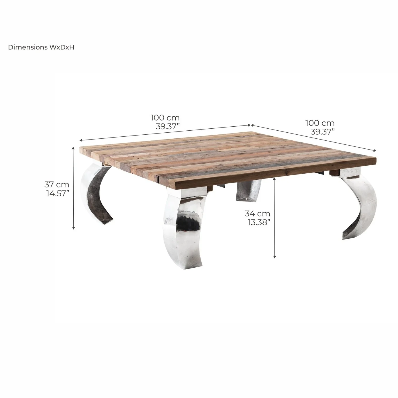 NovaSolo Barca Square Coffee Table - Natural Boat Wood IMV 28008 - Image 9