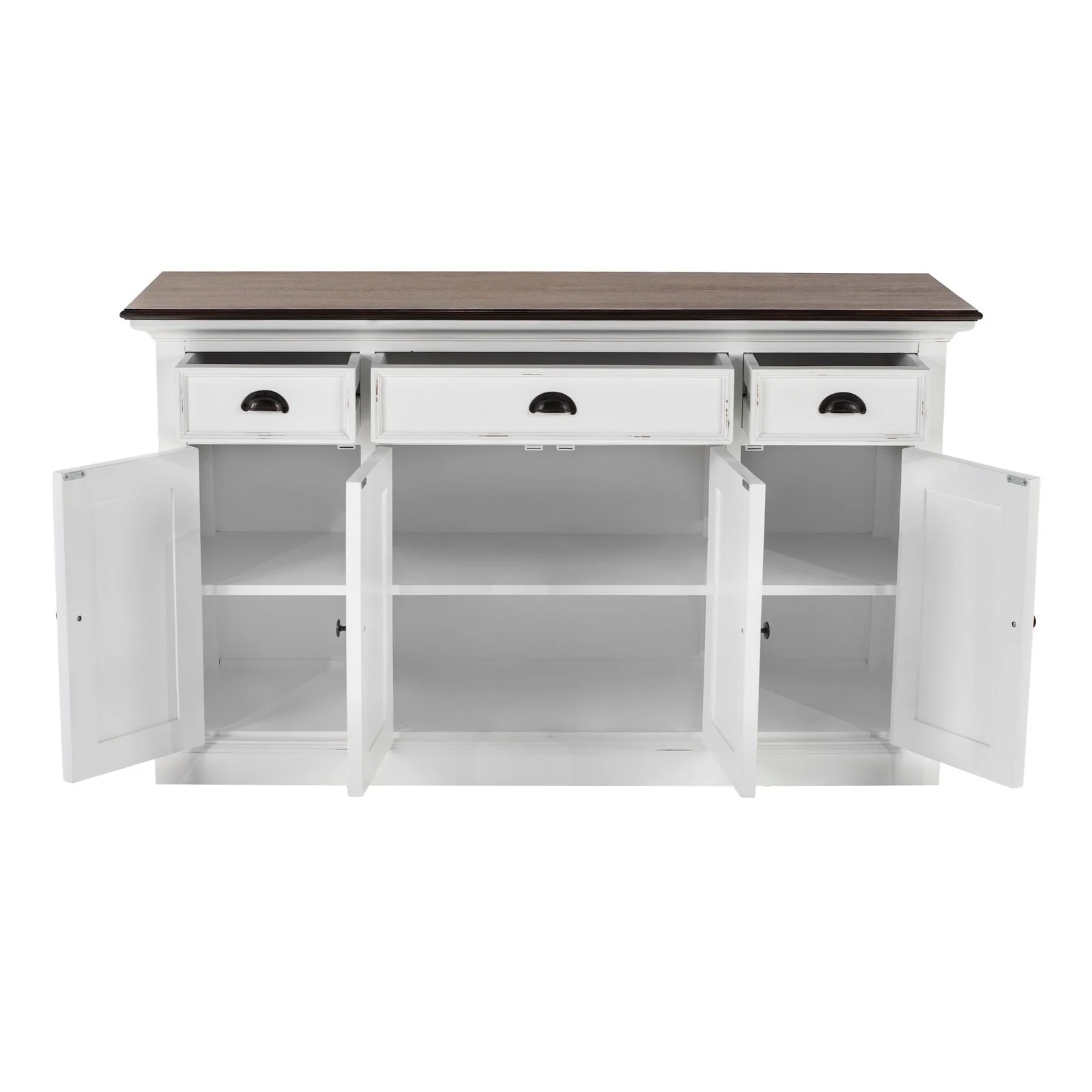 NovaSolo Halifax Accent Buffet with 4 Doors 3 Drawers In White Distress & Deep Brown B192TWD - Image 4