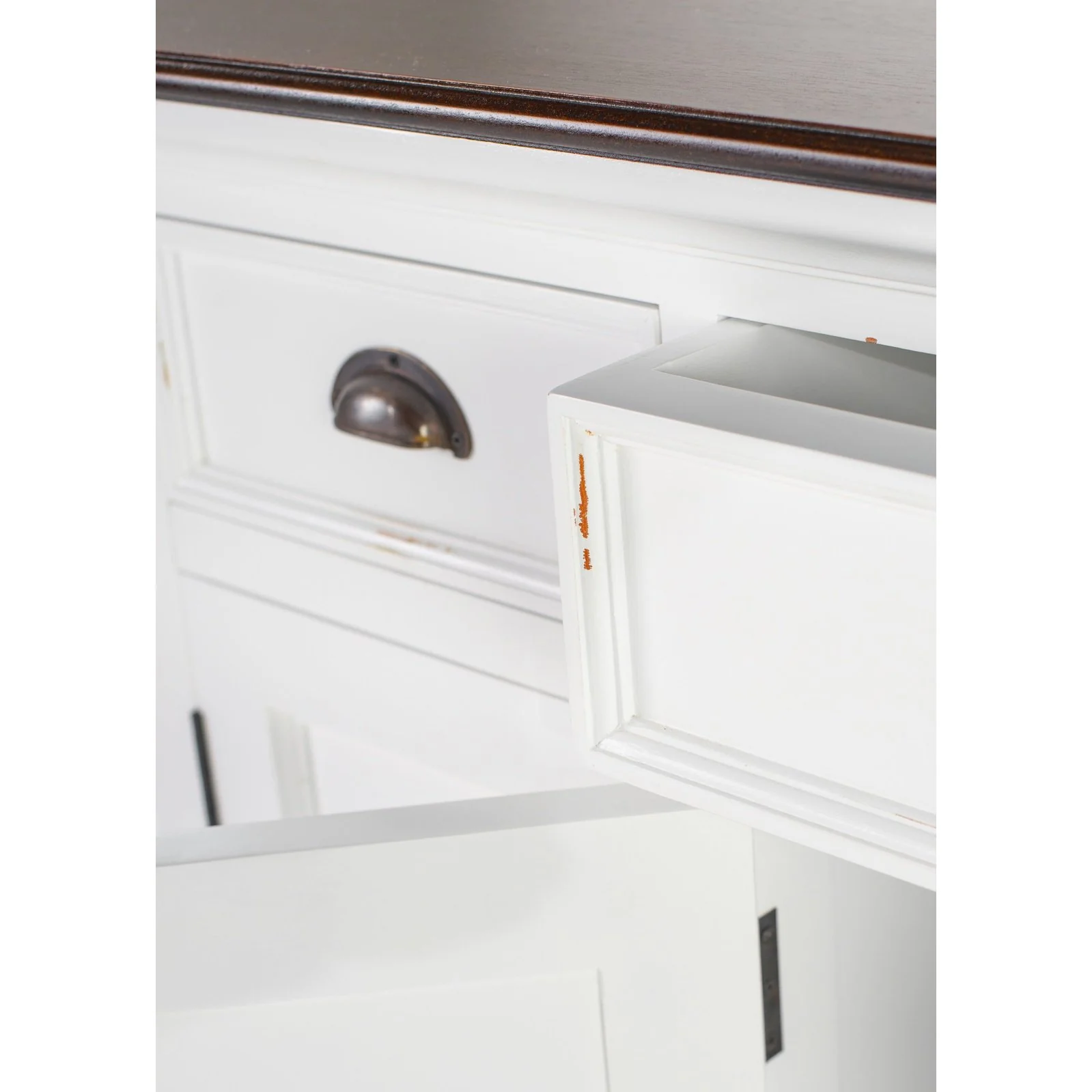 NovaSolo Halifax Accent Buffet with 4 Doors 3 Drawers In White Distress & Deep Brown B192TWD - Image 8