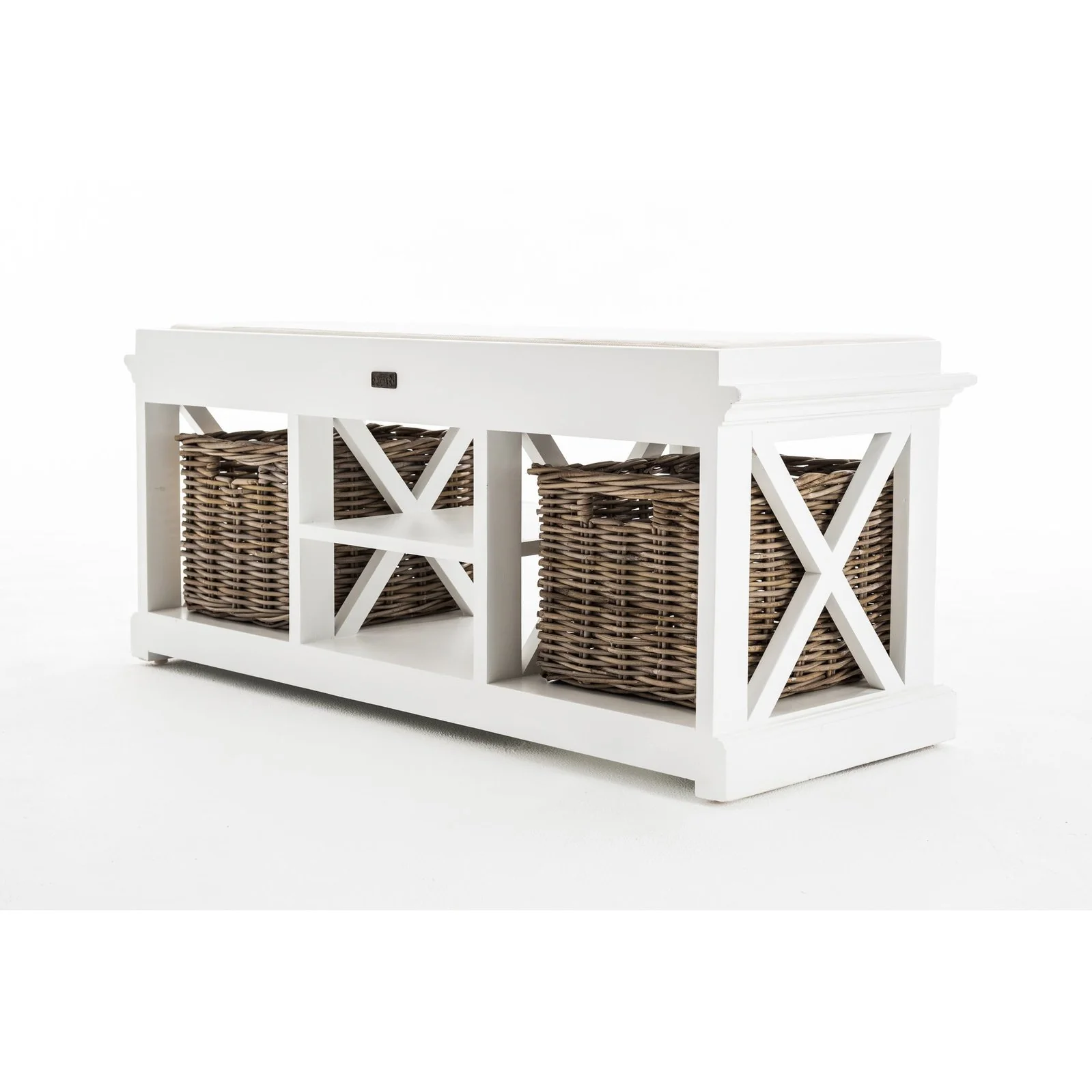 NovaSolo Halifax Bench & Basket Set White BE001 - Image 2