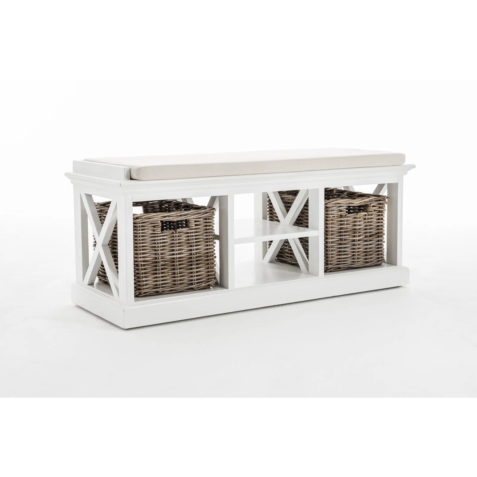 NovaSolo Halifax Bench & Basket Set White BE001 - Image 7