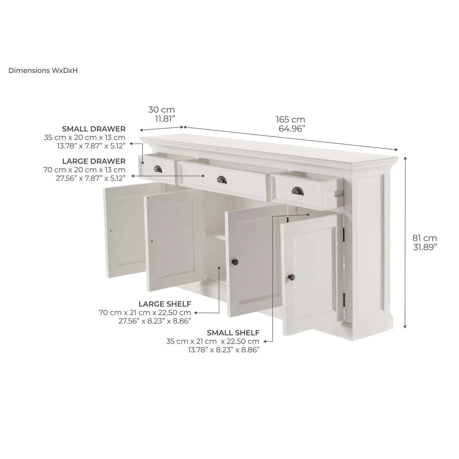 NovaSolo Halifax Buffet Console Table In Classic White CA633 - Image 13