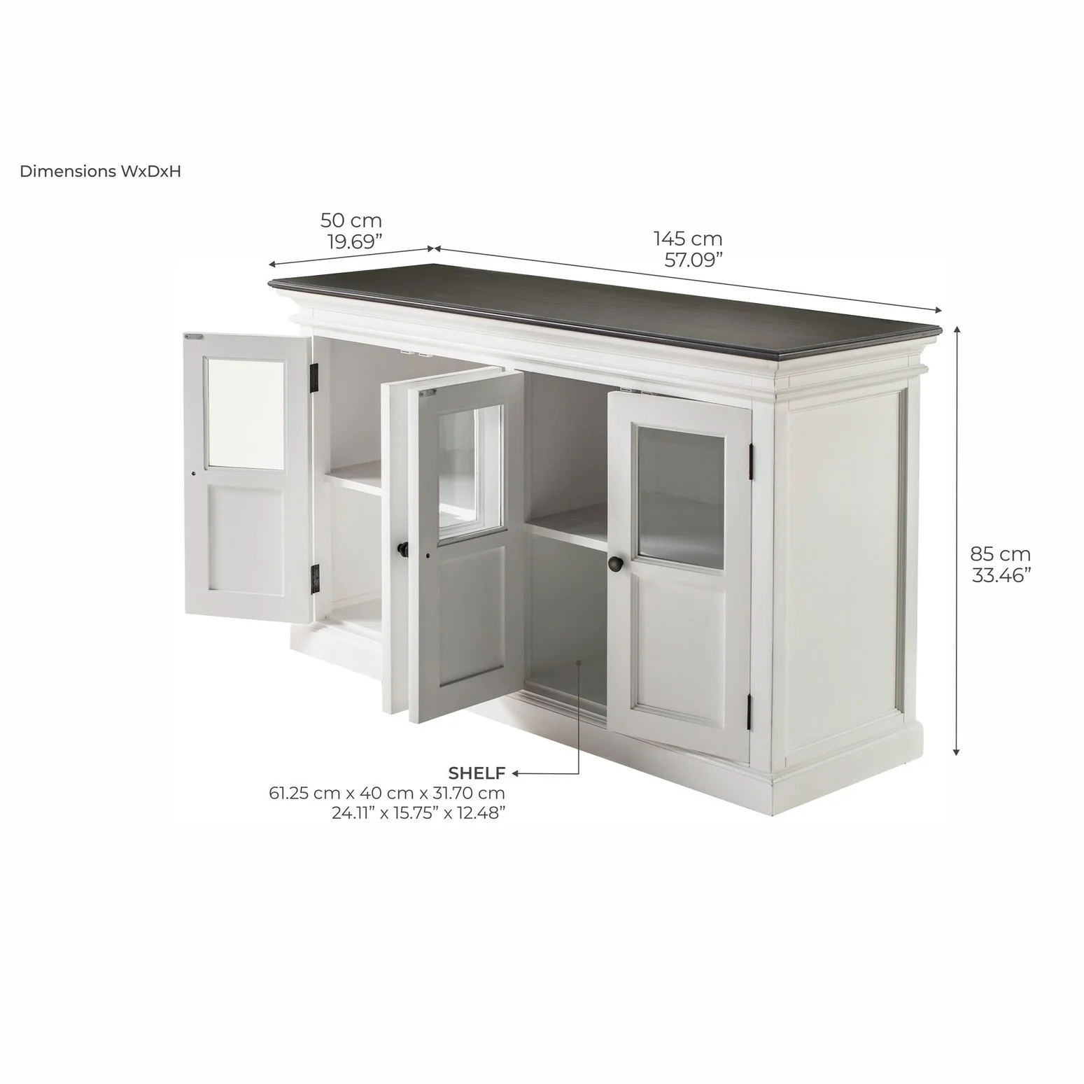 NovaSolo Halifax Contrast Buffet with 4 Glass Doors in Classic White & Black B196CT - Image 23