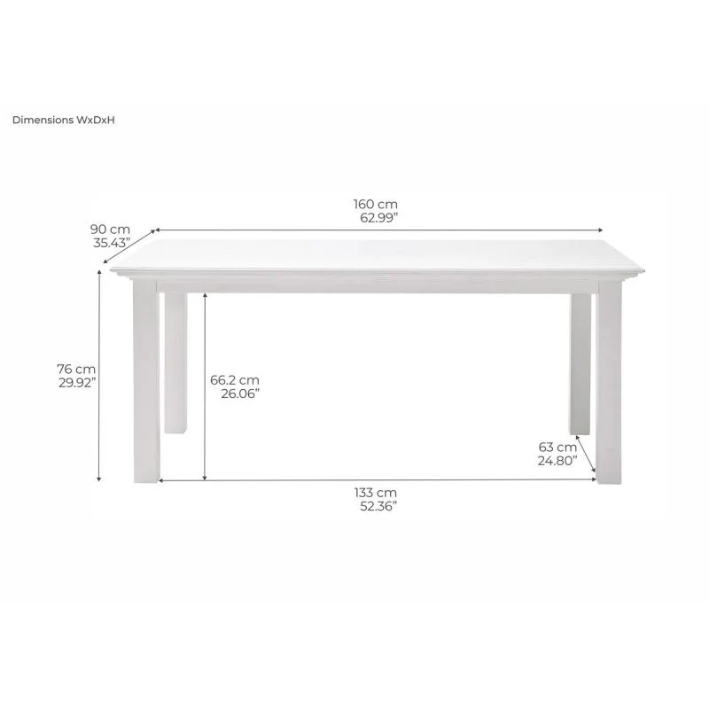 NovaSolo Halifax Dining Table 62" White T759-160 - Image 5
