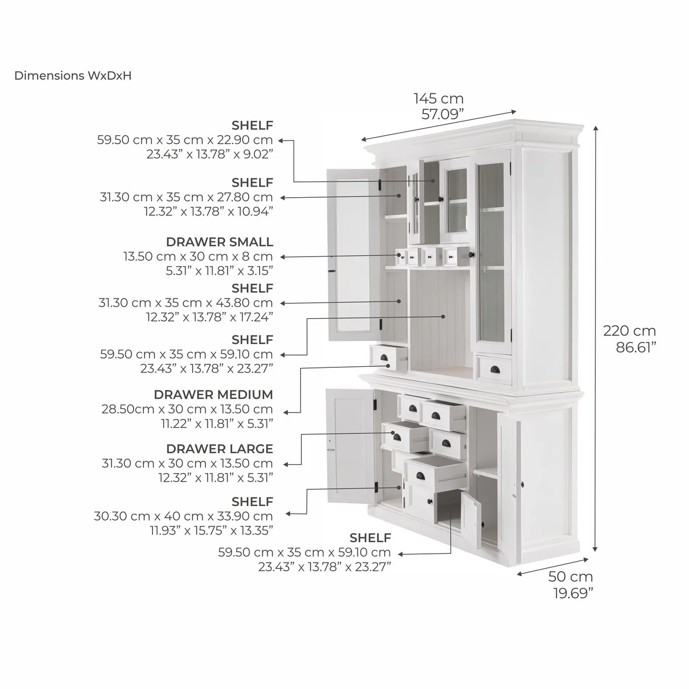 NovaSolo Halifax Kitchen Hutch Unit White BCA597 - Image 15