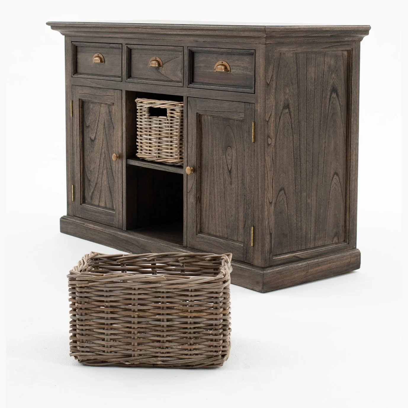 NovaSolo Halifax Mindi Buffet with 2 Baskets Black Wash B129BW - Image 2