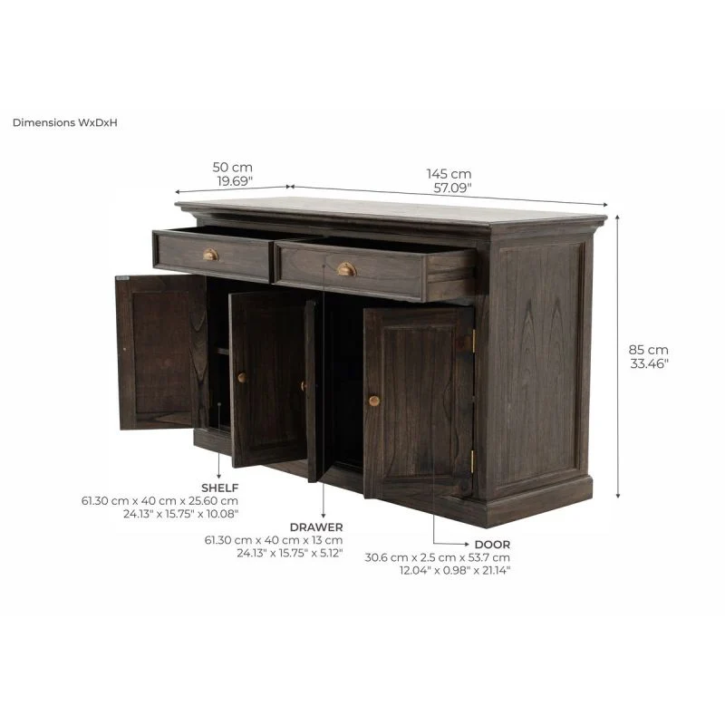 NovaSolo Halifax Mindi Classic Buffet Black Wash B127BW - Image 13