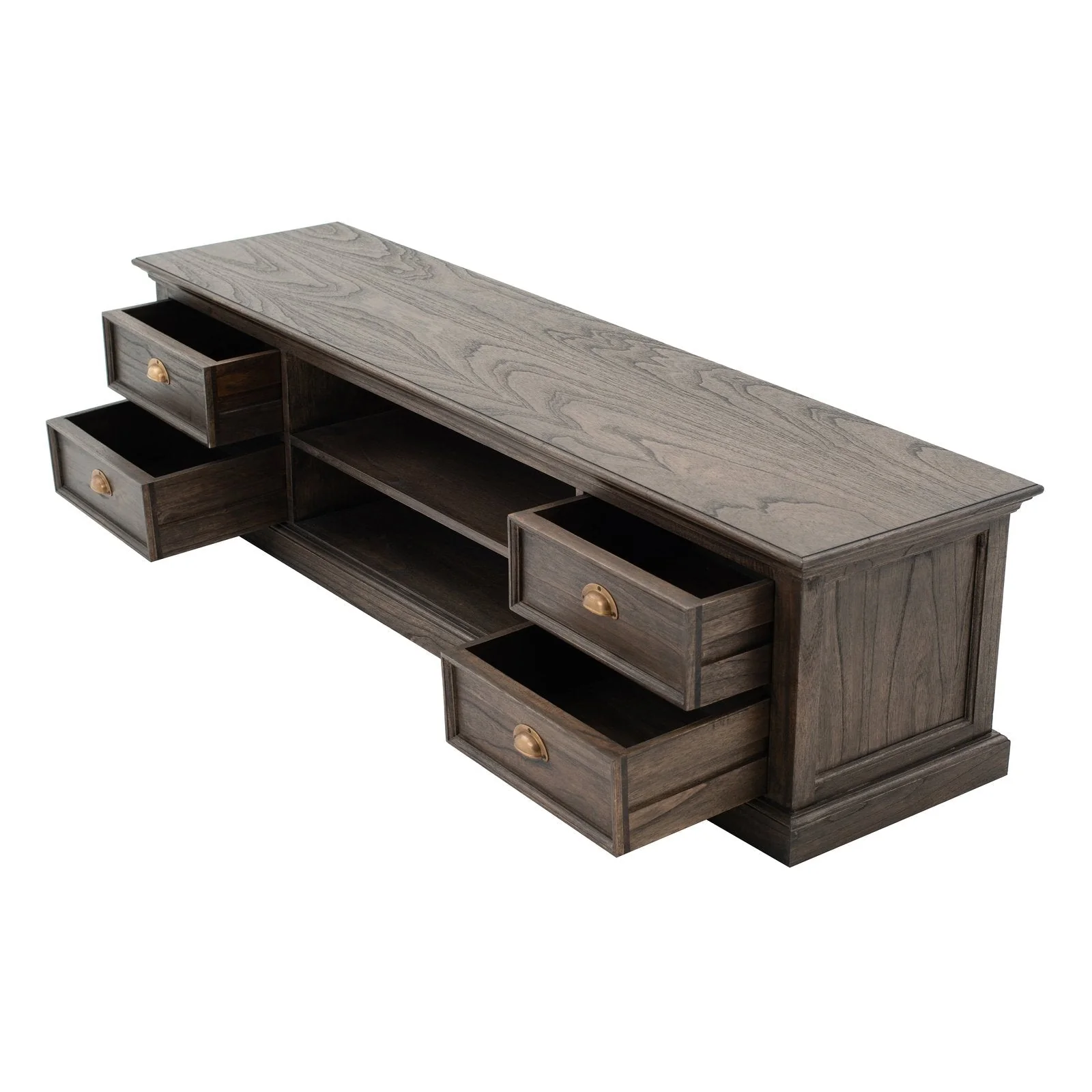 NovaSolo Halifax Mindi Large Entertainment Center with 4 drawers Black Wash CA631BW - Image 5