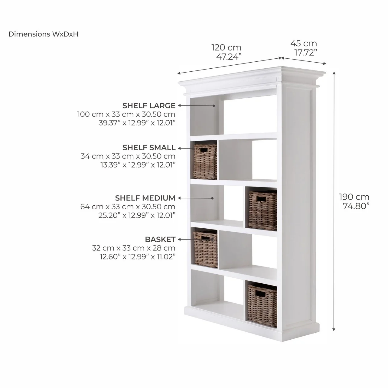 NovaSolo Halifax Room Divider with Basket Set White CA603 - Image 21
