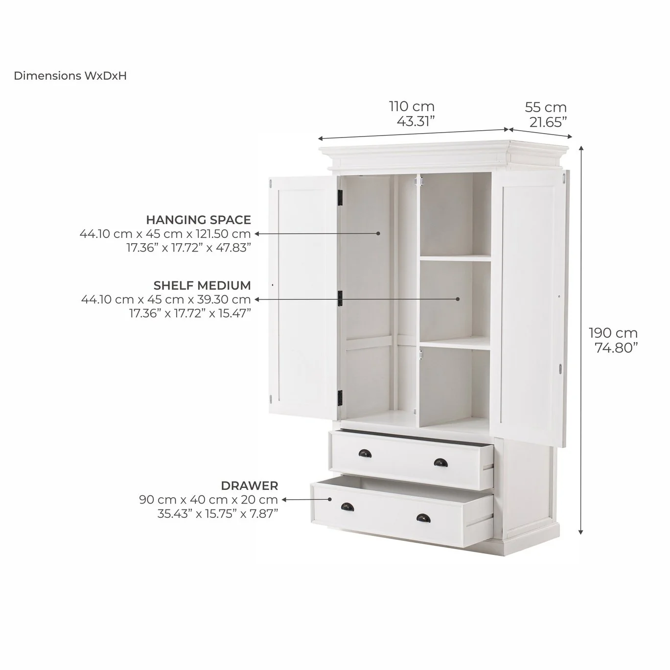 NovaSolo Halifax Wardrobe White W001 - Image 17