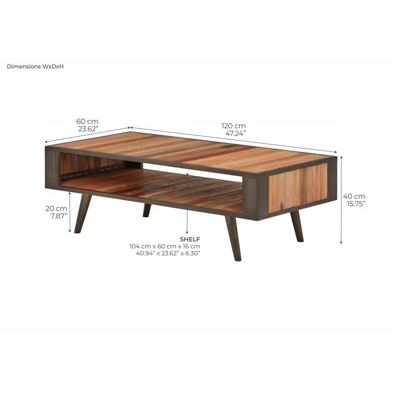 NovaSolo Nordic Coffee Table Open Shelf Natural Boat Wood KK NO 20001 - Image 7