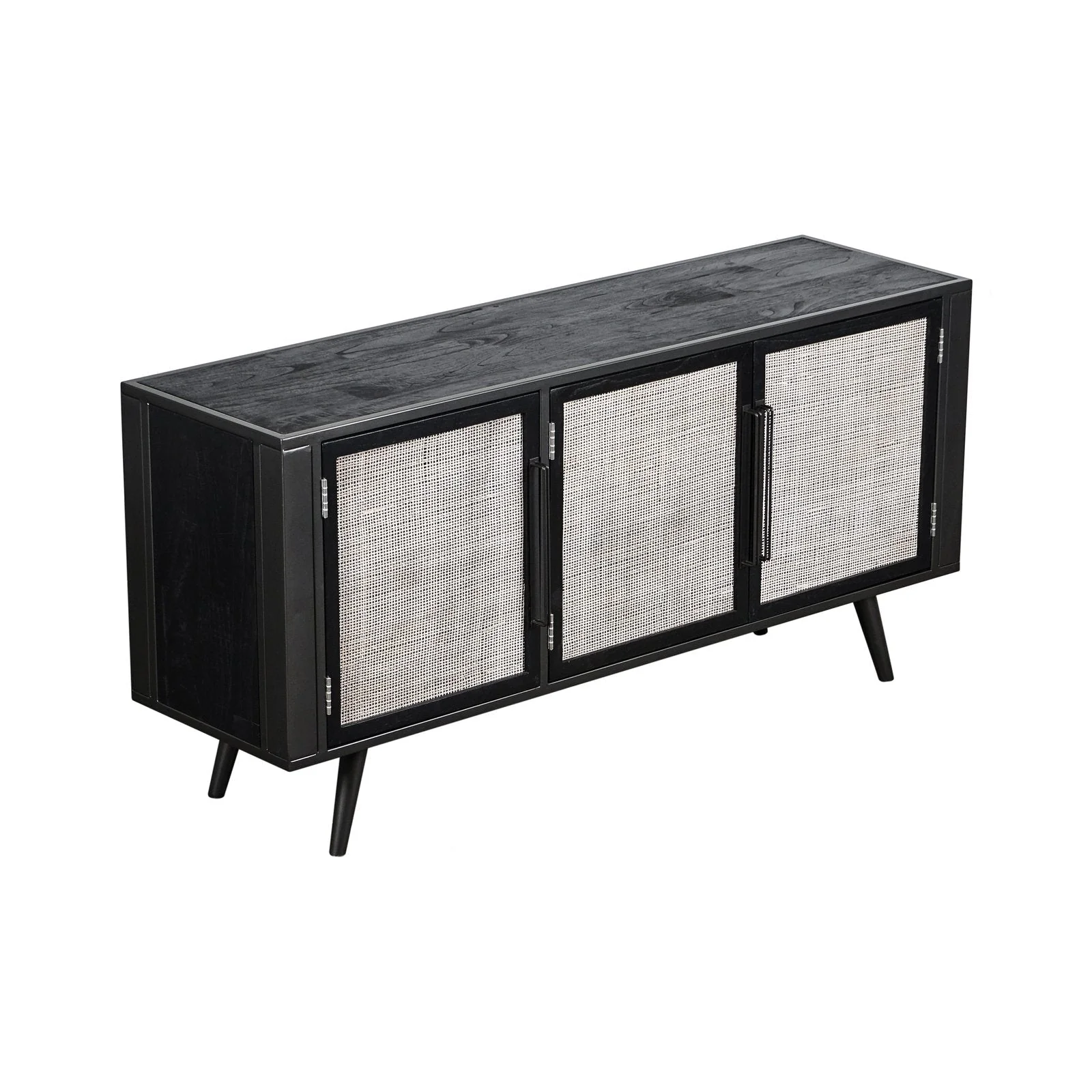 NovaSolo Nordic Mindi Rattan TV Dresser 3 Doors Black MD RT 19052 - Image 2