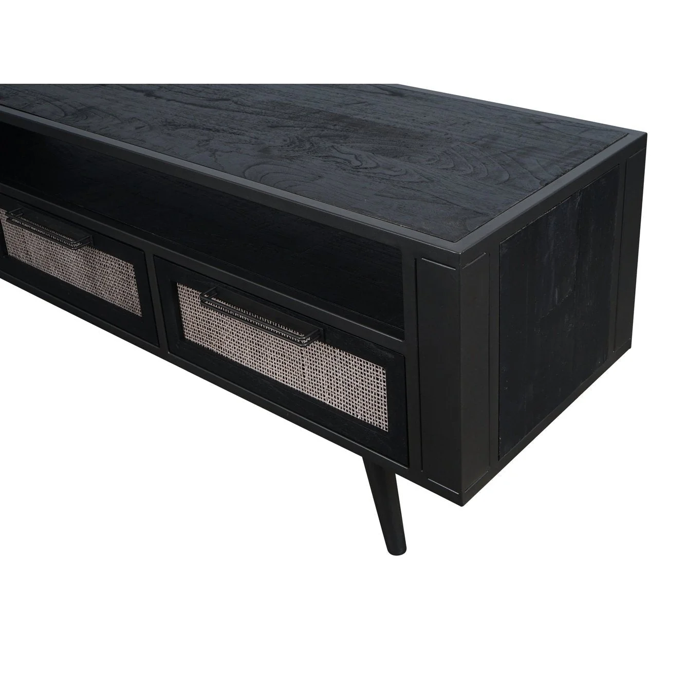 NovaSolo Nordic Mindi Rattan TV Dresser 3 Drawers Black MD RT 18051 - Image 4