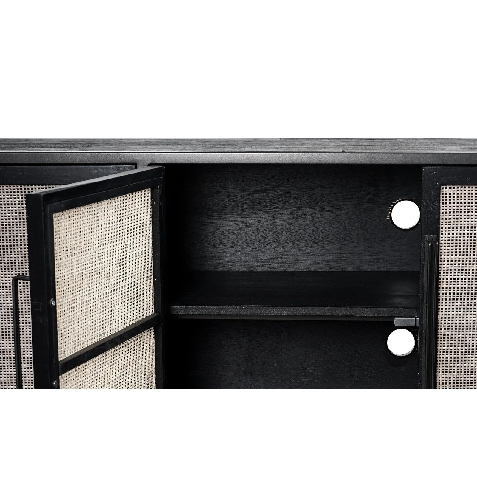 NovaSolo Nordic Mindi Rattan TV Dresser 4 Doors Black MD RT 18050 - Image 5